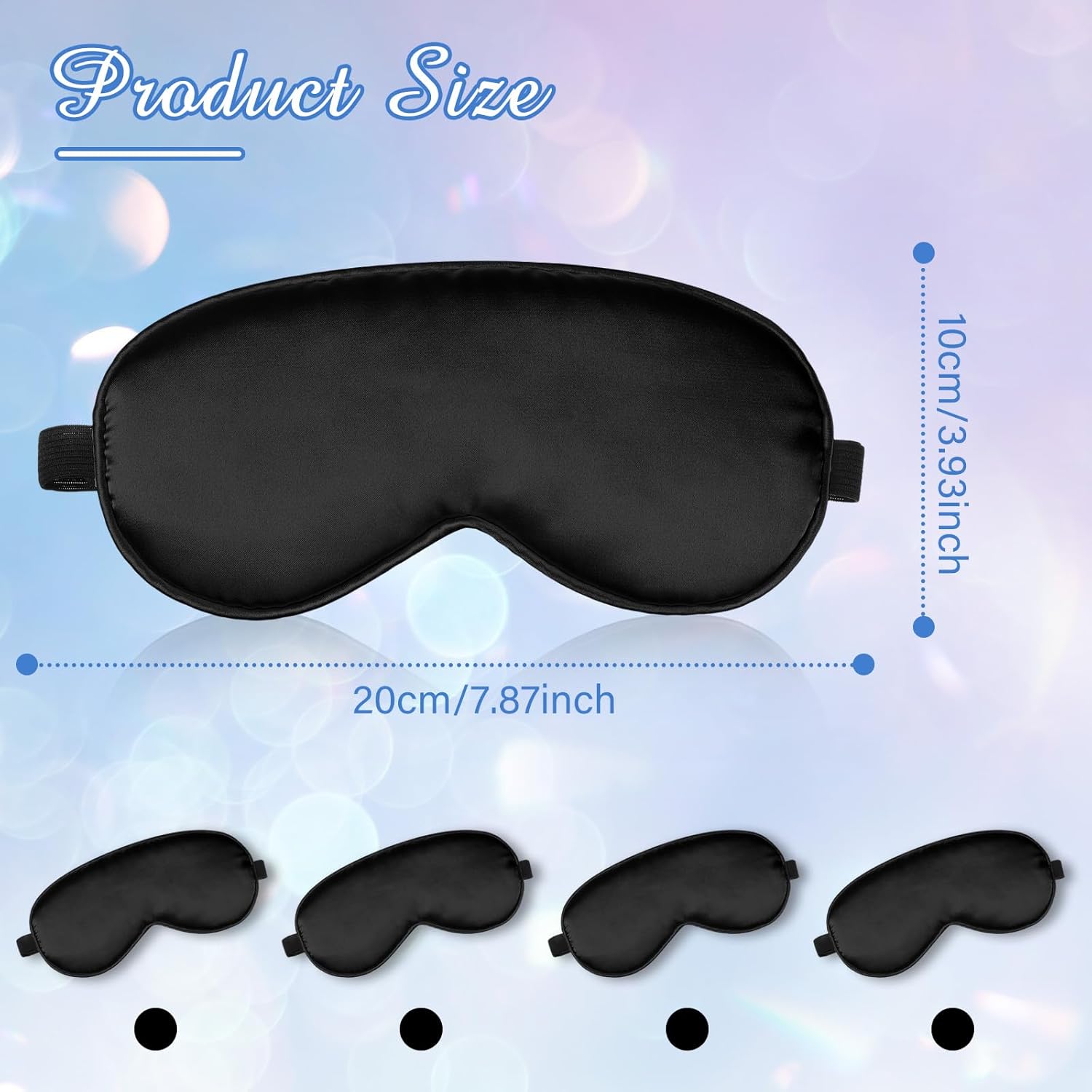 BBTO Máscara de seda para dormir, 4 unidades, máscara de ojos suave con correa ajustable para el hombro, máscara de ojos para sombrear el sueño,