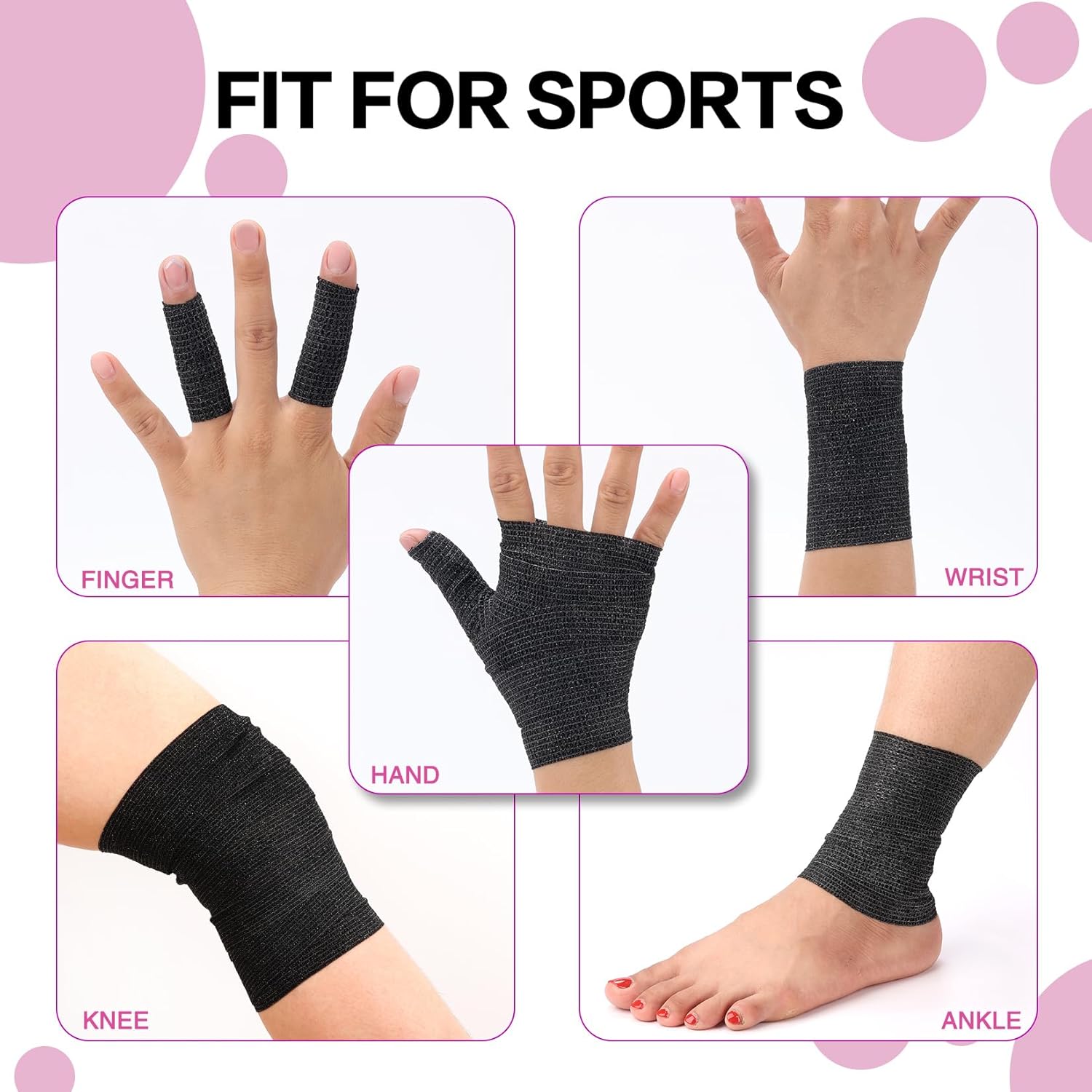 QUEEJOY 12 vendajes cohesivos, vendaje autoadhesivo de 2 pulgadas x 5 yardas, cinta adhesiva transpirable para muñeca y dedos, máquina de maquillaje