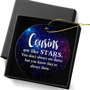 Adorno de Navidad 2023, recuerdo redondo, adorno para árbol de Navidad, 2.95 pulgadas con caja de regalo, los primos son como estrellas, siempre Adorno de Navidad 2023, recuerdo redondo, adorno para árbol de Navidad, 2.95 pulgadas con caja de regalo, los primos son como estrellas, siempre