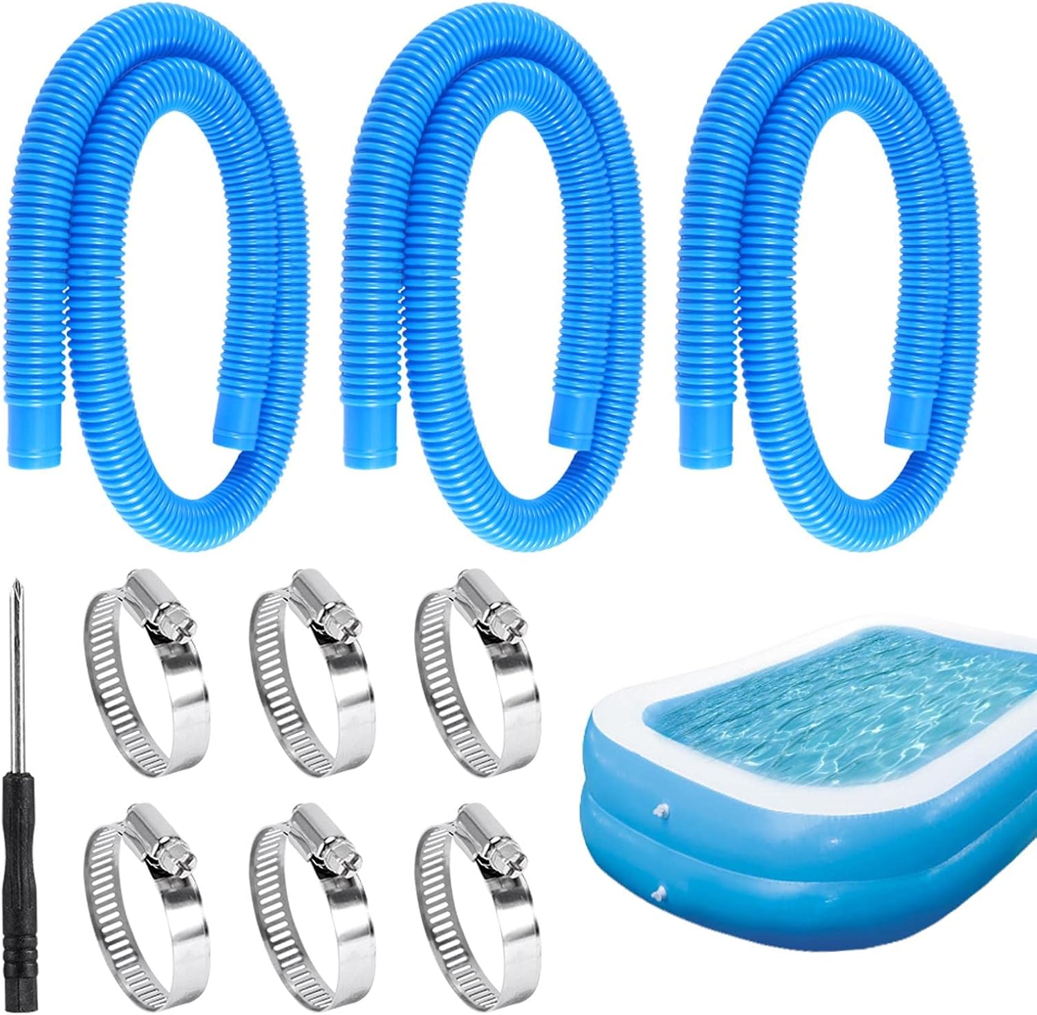 Manguera de repuesto para bomba de piscina sobre el suelo, mangueras de piscina de 1.25 x 59 pulgadas, compatible con bomba de filtro 607, 637, 3