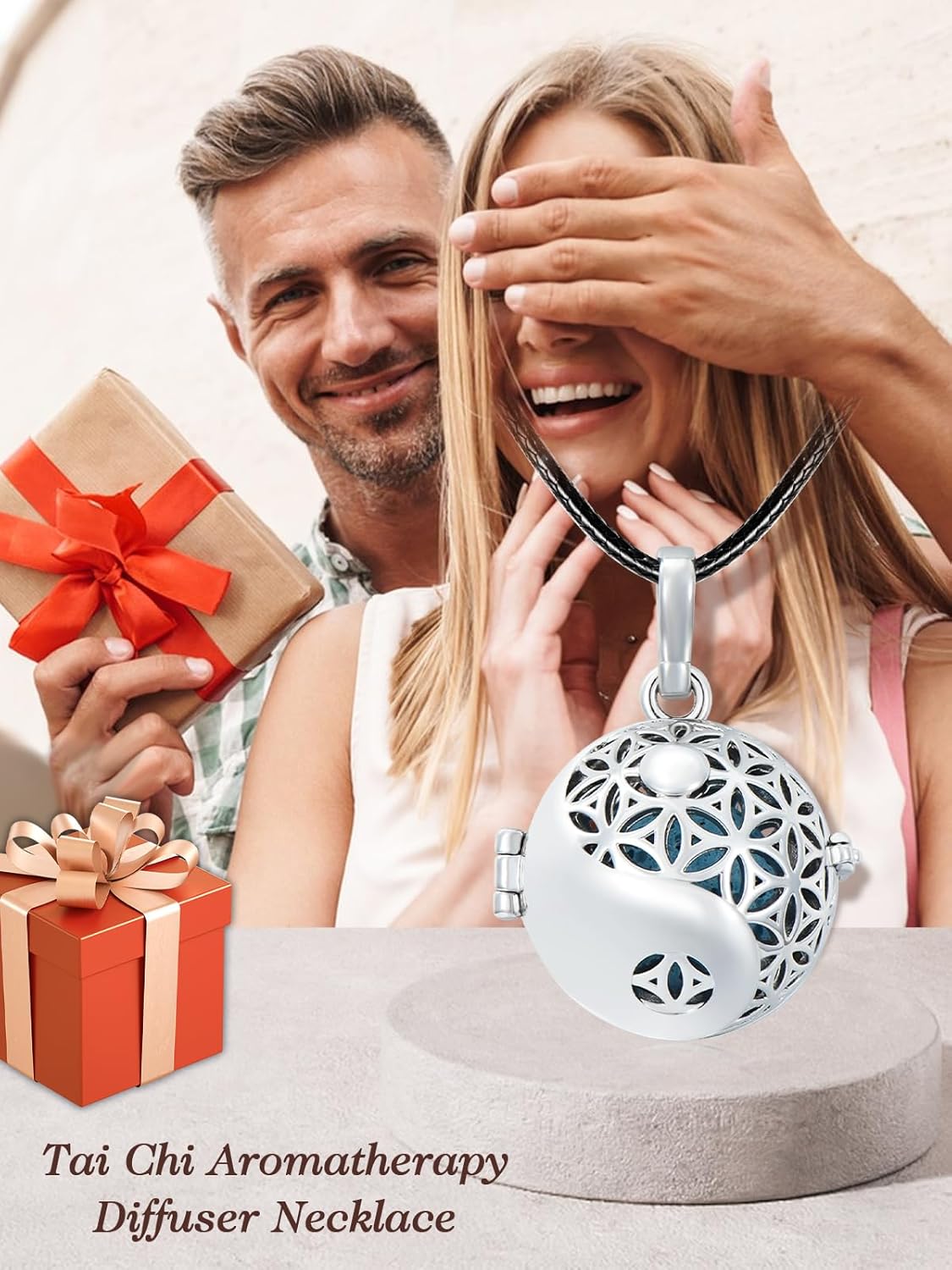 Collar difusor de aromaterapia de Tai Chi, collar difusor de aceite esencial Yin-Yang, juego de joyería, regalo para mujeres y niñas, 7 piezas de
