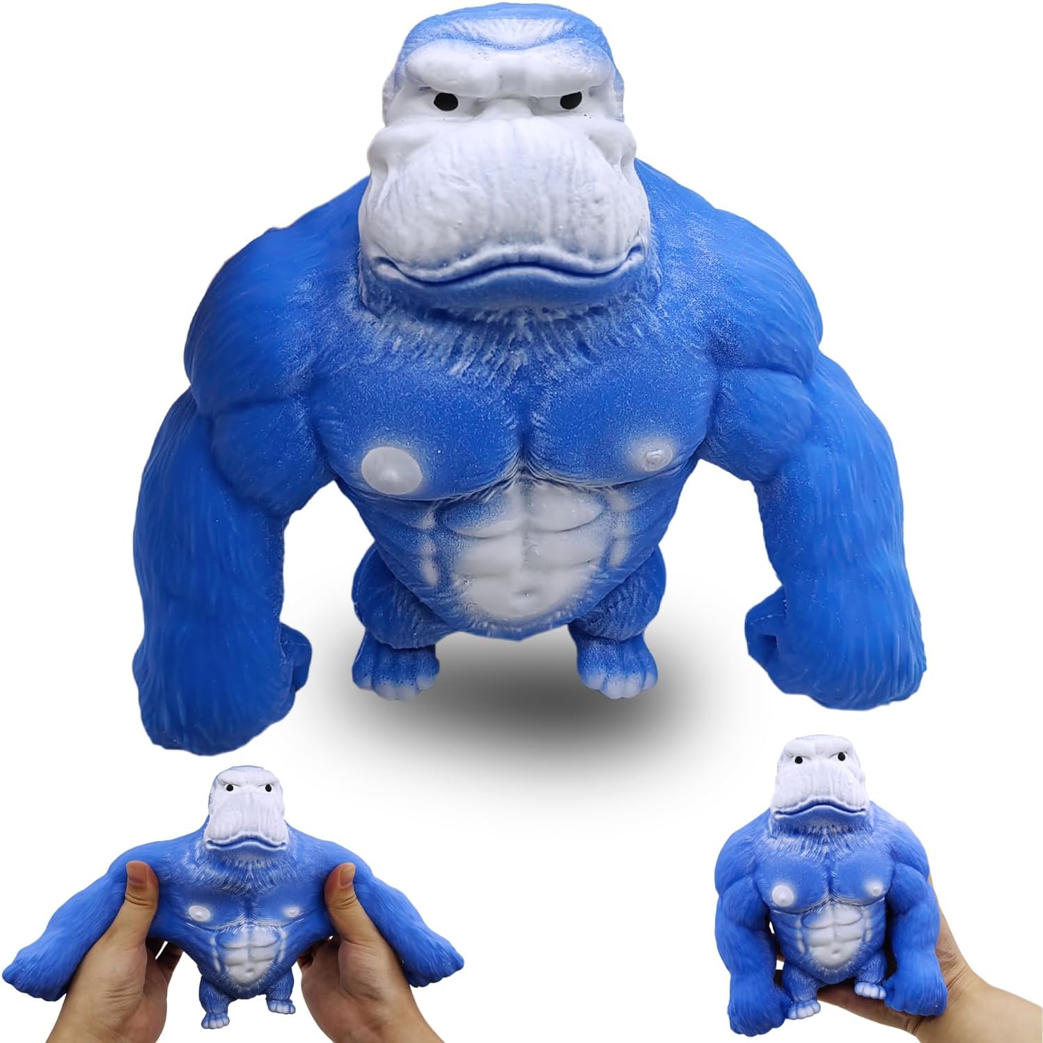 Figura de juguete grande de gorila blando, juguete de mono de goma suave para niños y adultos, juguete elástico para aliviar el estrés y TDAH