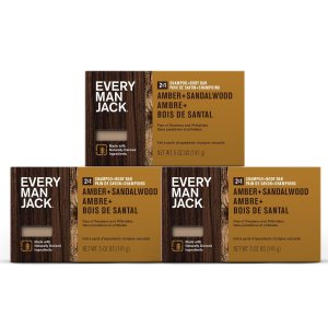 Every Man Jack Amber + Sandalwood – Barra de jabón para hombre para cuerpo y cabello con manteca de karité, aloe vera y glicerina para limpiar, Every Man Jack Amber + Sandalwood – Barra de jabón para hombre para cuerpo y cabello con manteca de karité, aloe vera y glicerina para limpiar,