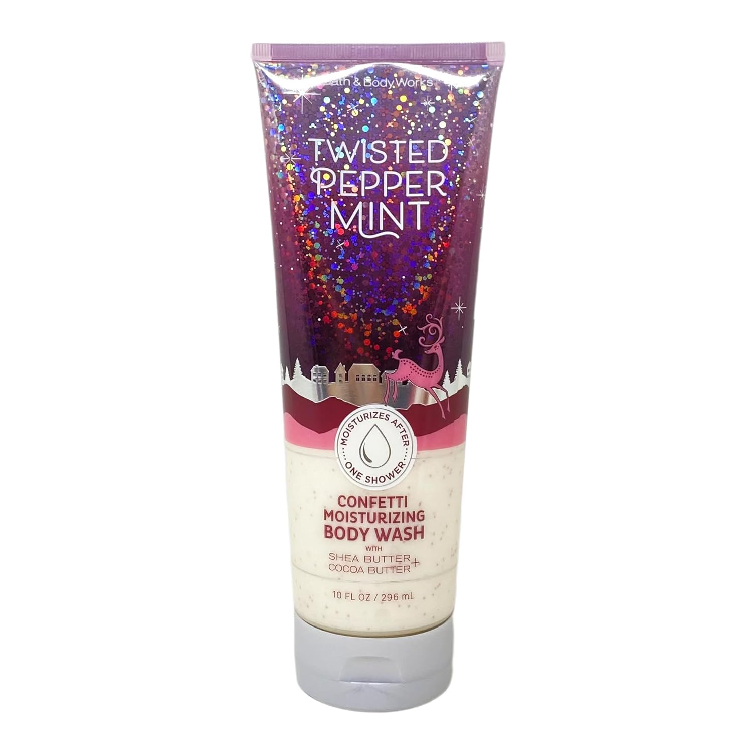 Bath & Body Works Juego de 2 gel de baño hidratante de confeti con una esponja de ducha, manzana de caramelo de invierno y menta torcida.