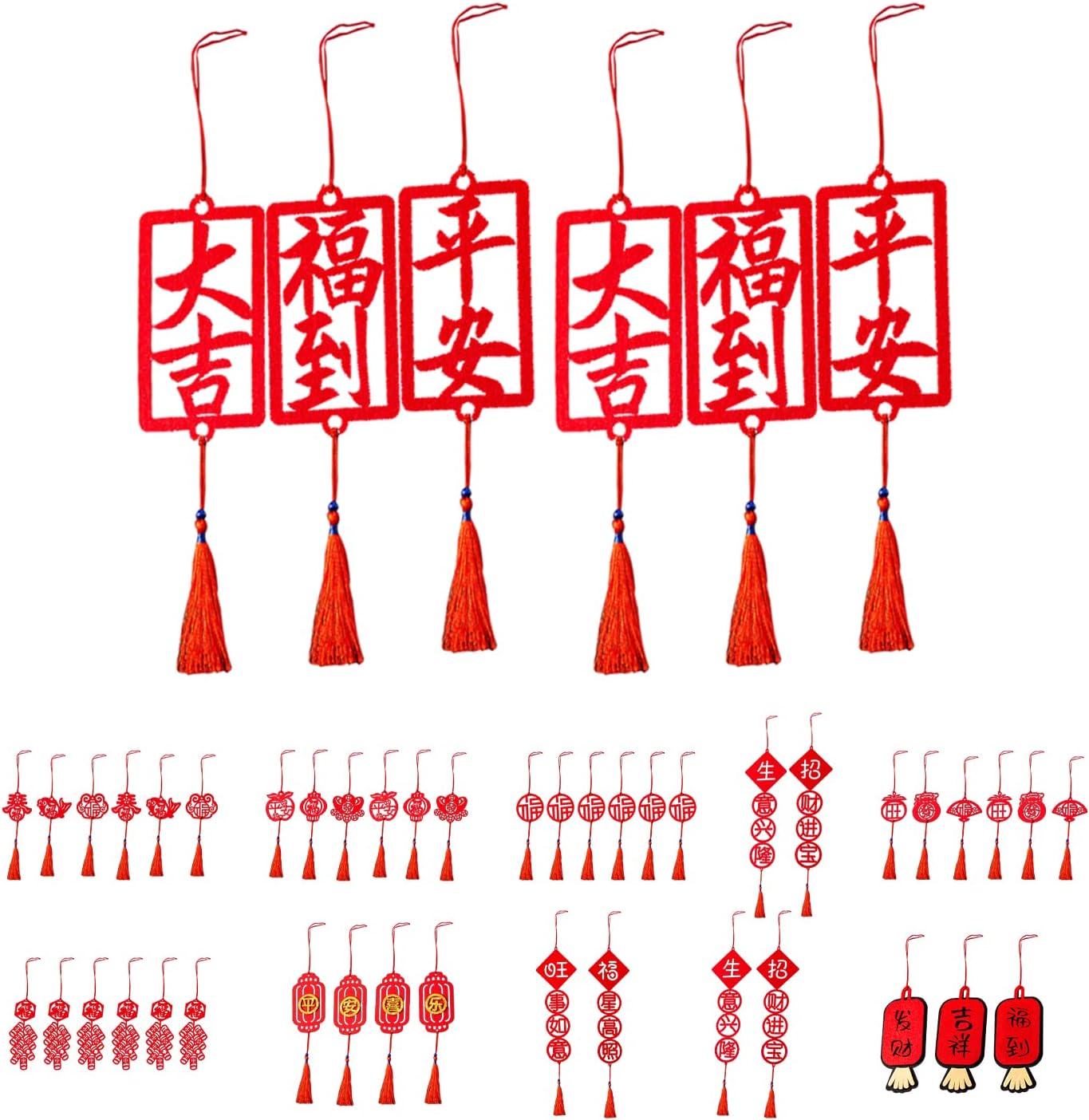 D-GROEE 1 juego de decoración de Año Nuevo, bonsái, decoración de nudo chino, resistente al agua, color brillante, buena fortuna, nudo rojo 3