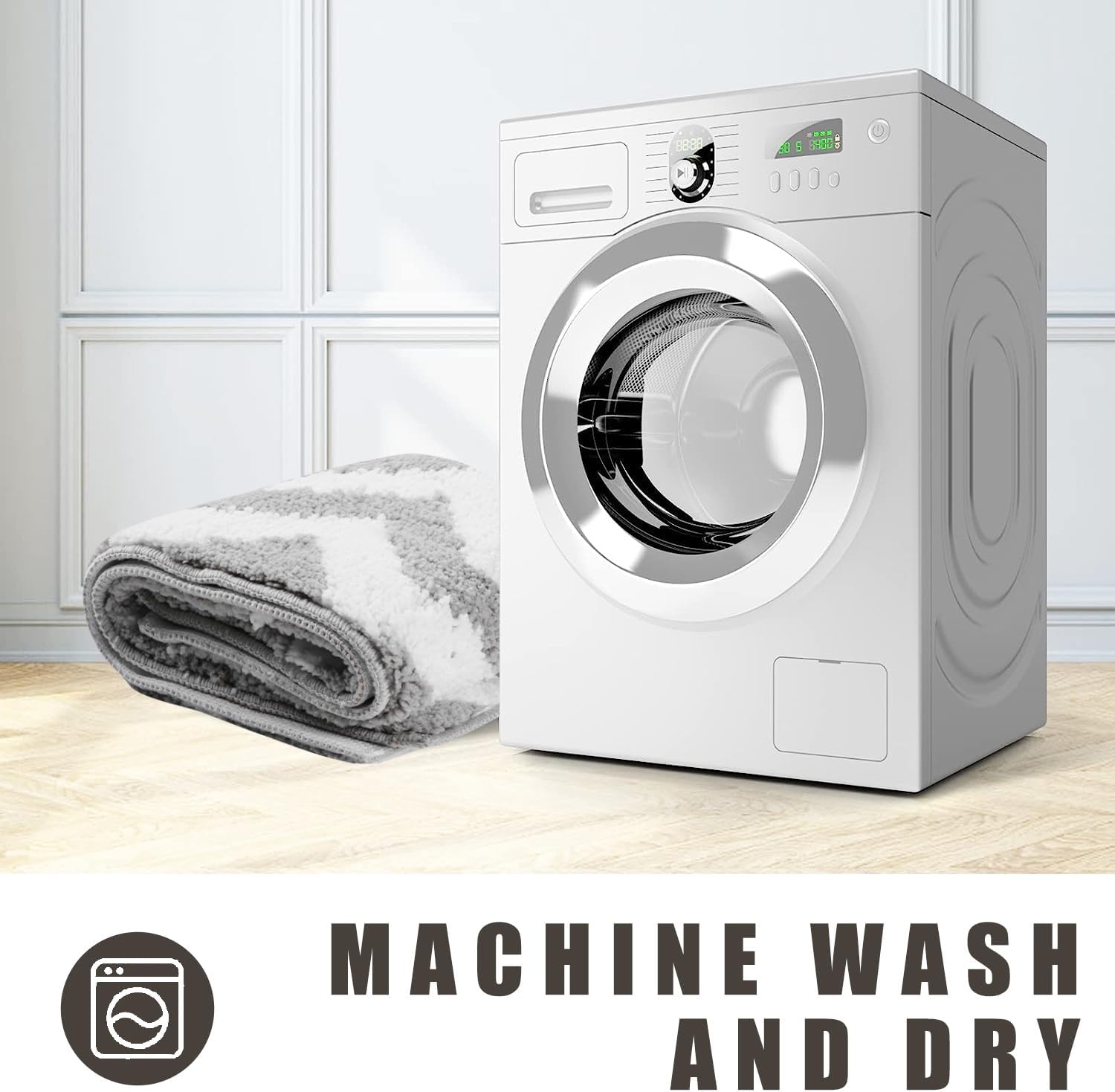 Carmoion Alfombra de baño de felpa de microfibra antideslizante, lavable a máquina y súper absorbente, cómoda y suave alfombra de baño para bañera,