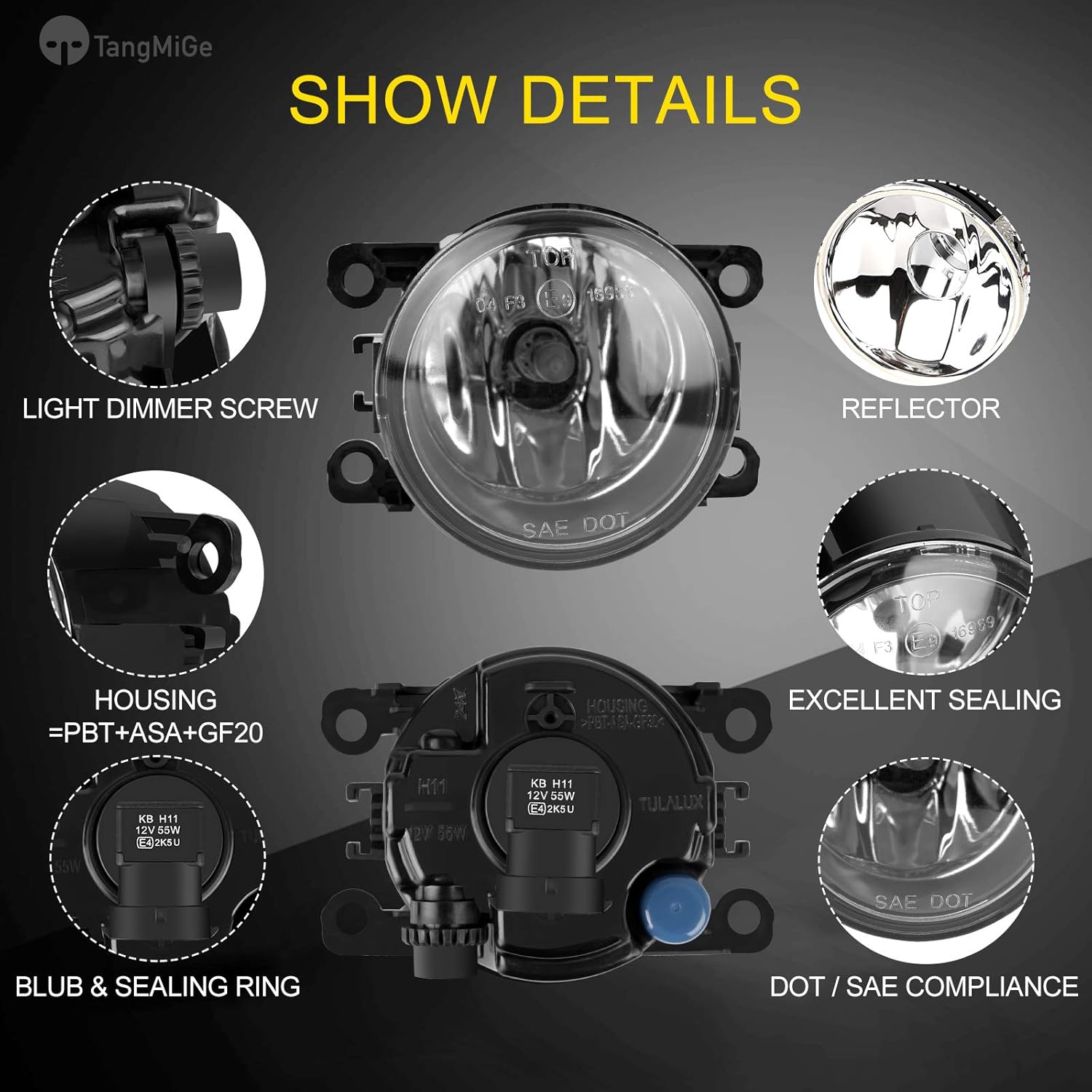 TangMiGe Lámparas antiniebla para Nissan Honda, Ford, Acura, Subaru, Suzuki, Lincoln, Jaguar, accesorios para conducción, luz antiniebla, repuesto