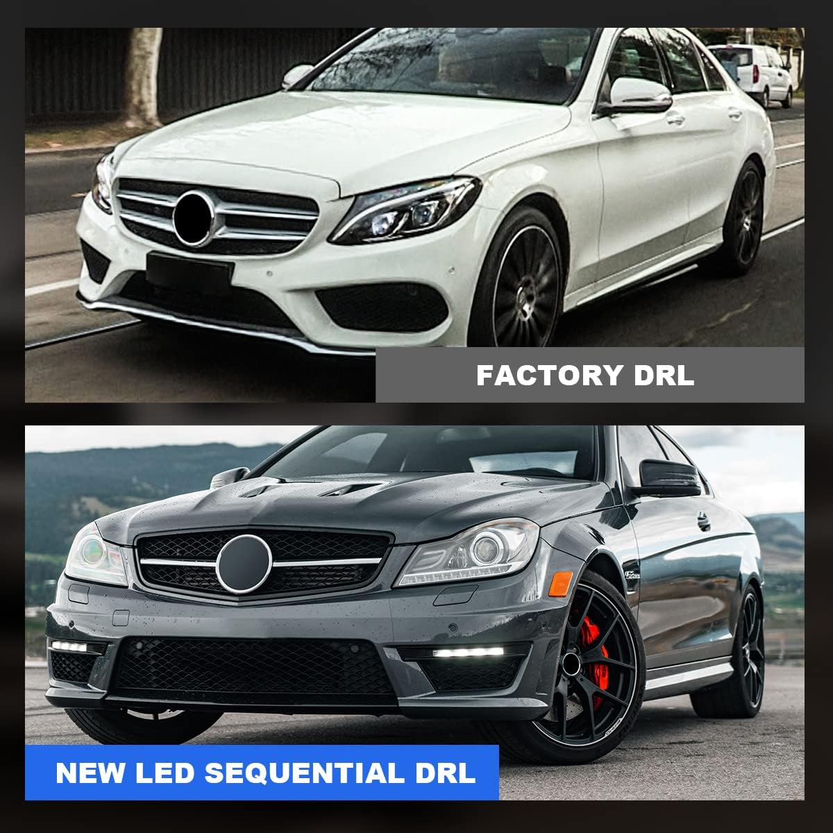 Nixon Offroad Luces antiniebla LED para Mercedes Benz C200C300C63 AMG 2012-2014, luces antiniebla para Mercedes Benz C250C350 2012-2015 (solo modelo