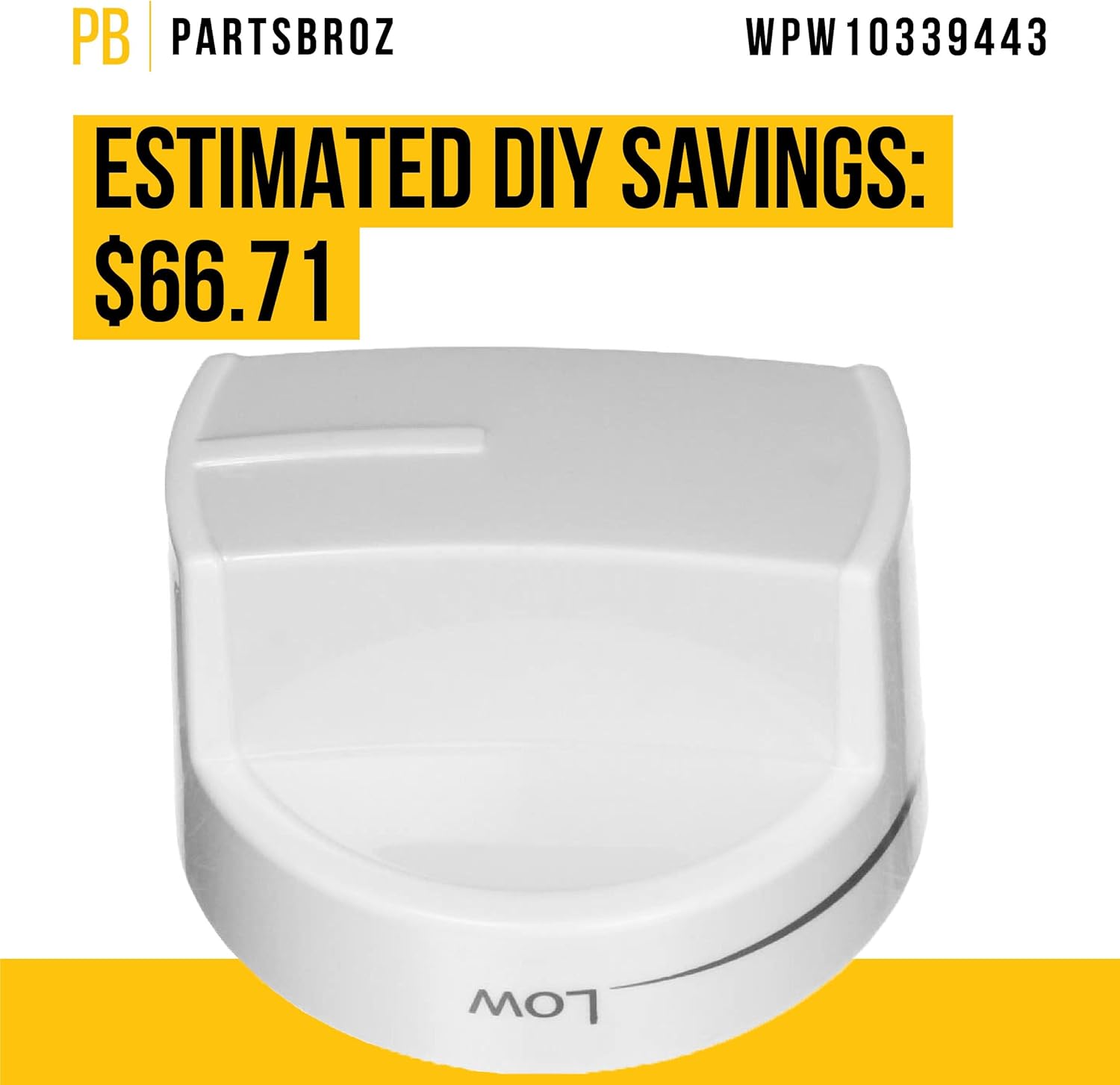 WPW10339443 – Pomo de quemador compatible con Whirlpool Range, sustituye a AP6019878 W10339443 2311009 PS11753189 Reemplazo ultra duradero