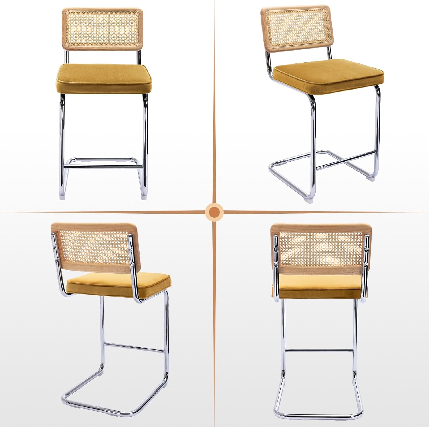 Zesthouse Juego de 2 taburetes de altura de mostrador, taburetes de bar modernos de 24 pulgadas, sillas de mostrador de diseño voladizo de mediados