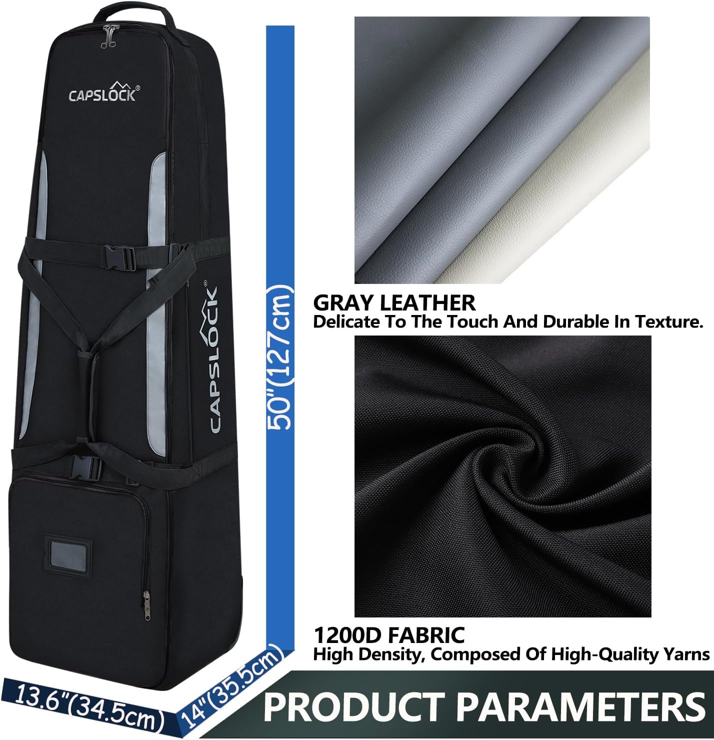 Golf Travel Bag with Wheels – 1200D Heavy Duty Nylon Fabric Golf Travel Case with Password Lock &Portable Golf Club Travel Cover,Soft-Sided Foldable