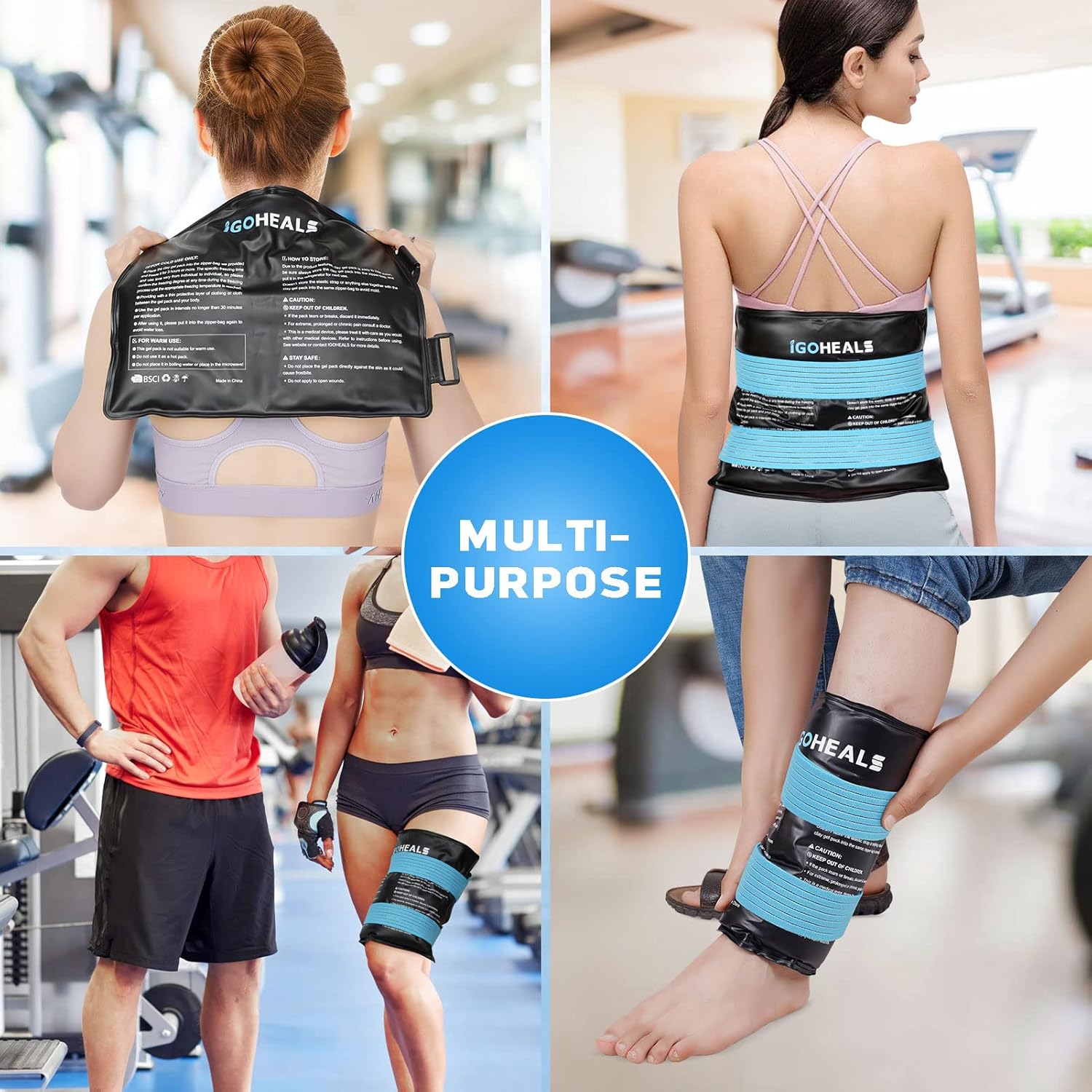 Bolsa de hielo reutilizable para lesiones, envoltura de gel de arcilla más flexible con correas para terapia de frío, almohadilla suave para aliviar