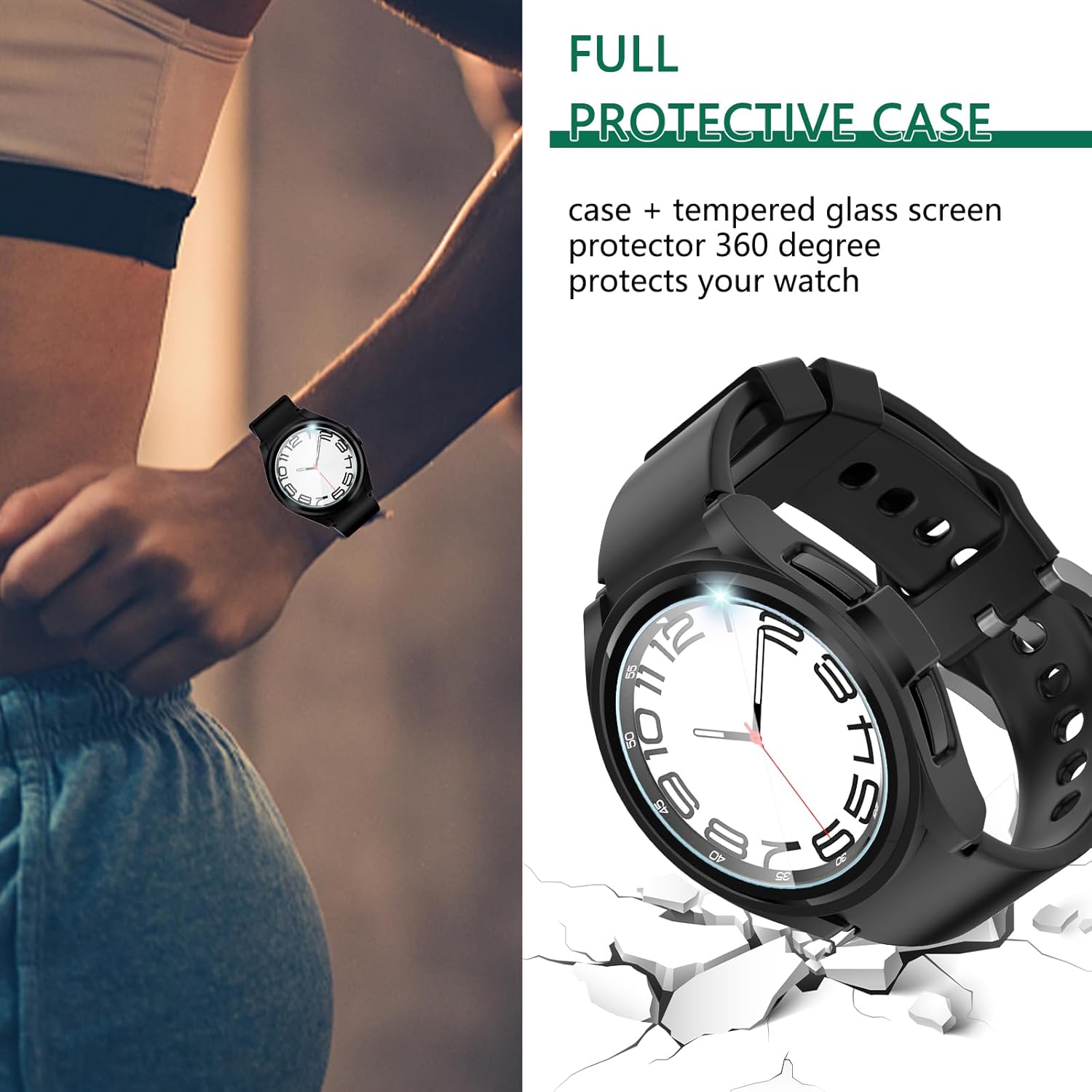 Haojavo Paquete de 6+8 fundas protectoras de pantalla para Samsung Galaxy Watch 6 Classic de 1.772 pulgadas, paquete de 6 cubiertas de policarbonato