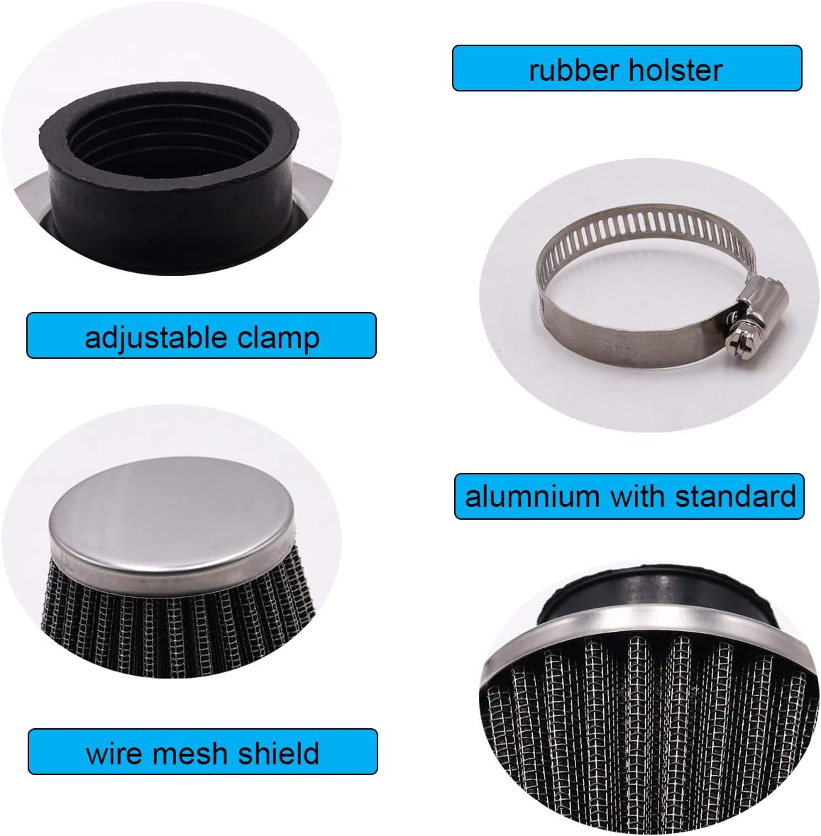 smseace 4 filtros de aire de motocicleta de 2.362 in con filtro de combustible de 316 pulgadas, reemplazo para 70 cc, 100 cc, 110 cc, 125 cc, 150