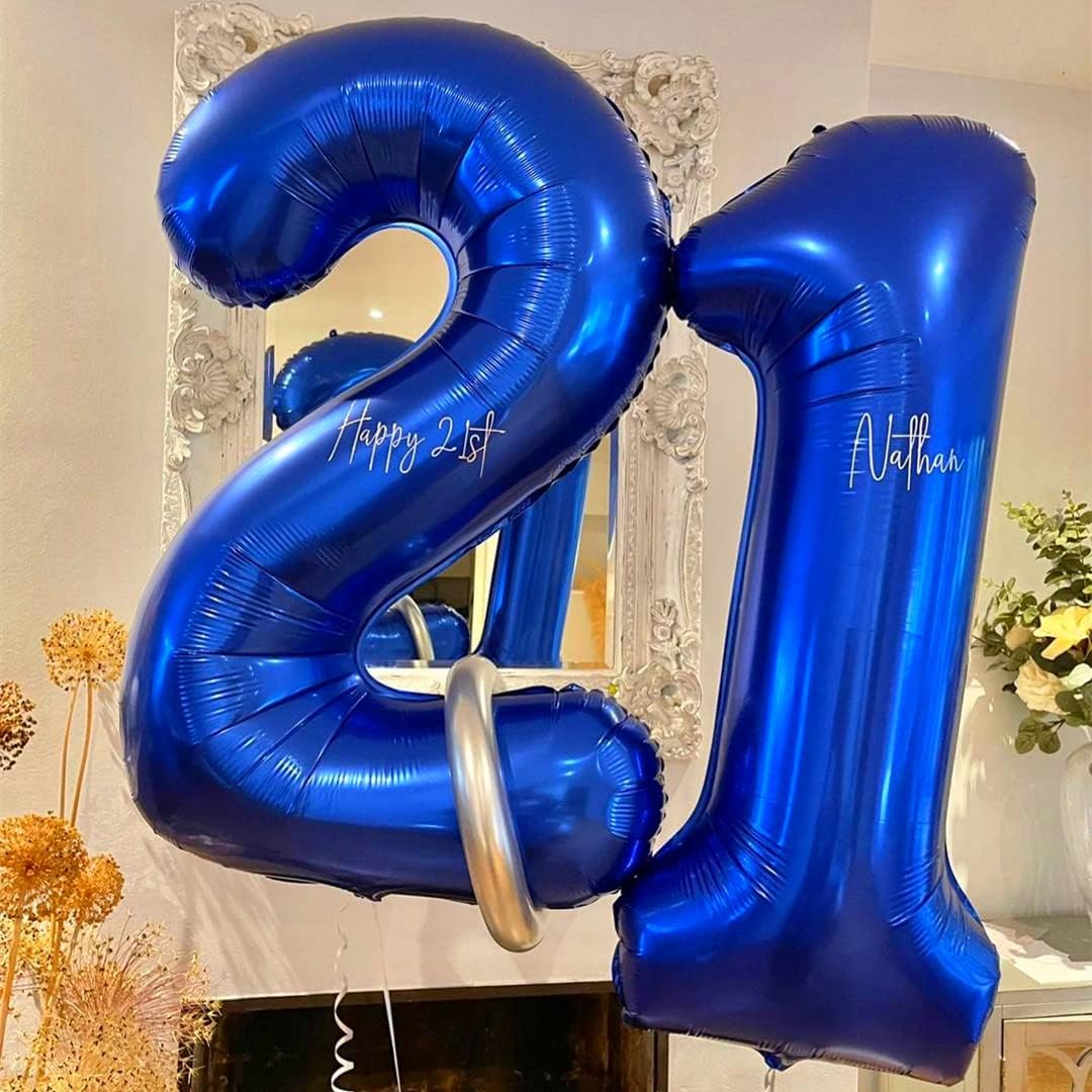 Globos de color azul marino del número 25, globos de cumpleaños de 40 pulgadas, globos de cumpleaños de 25 o 52 globos grandes de aluminio de Mylar