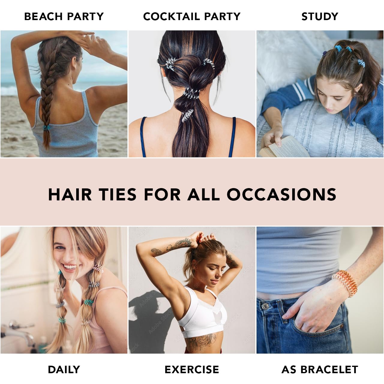 Kitsch lazos para el cabello en espiral, bobinas para el cabello, lazos para el cabello con cable telefónico, bobinas para el cabello, 4 unidades,