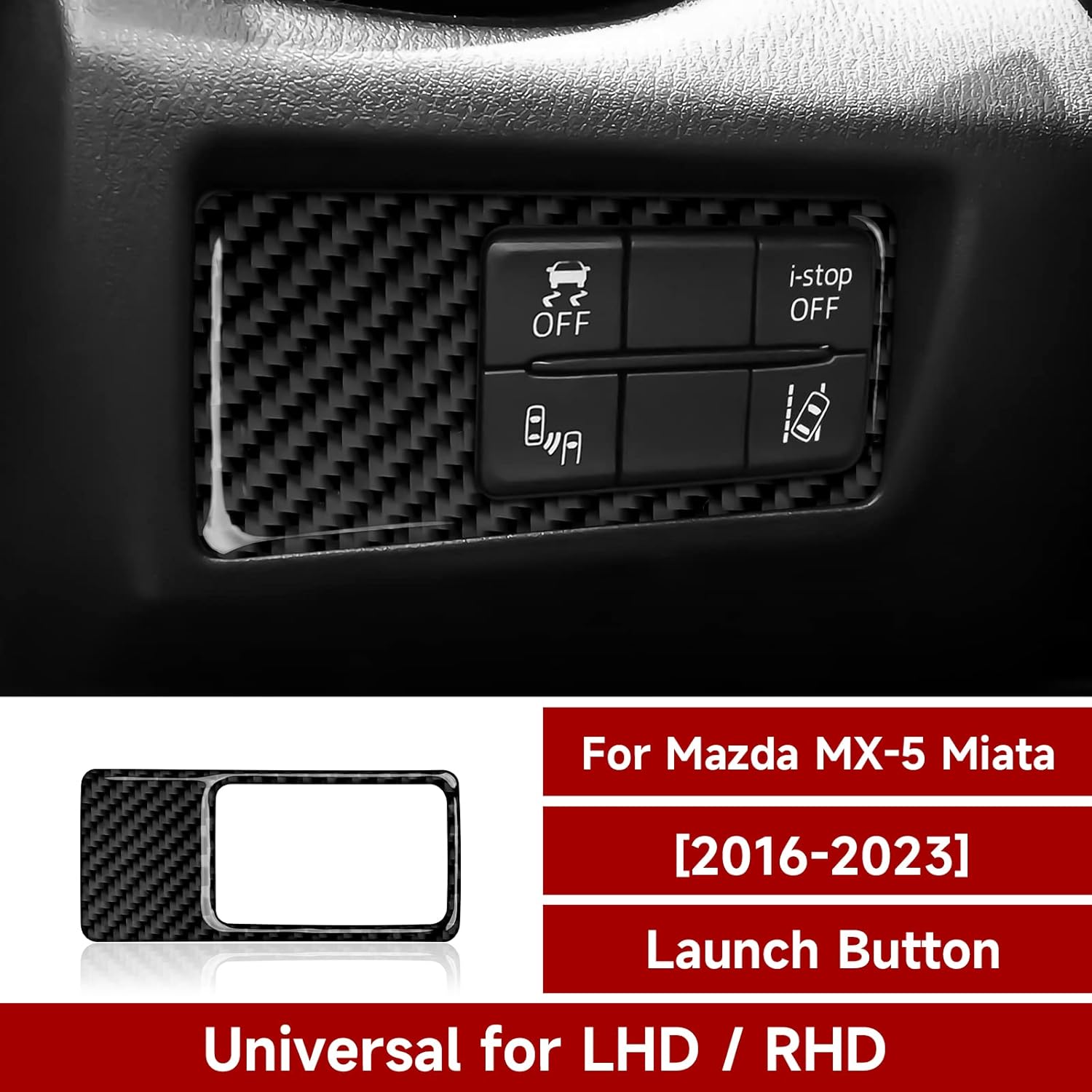 Cubierta de botón de arranque de coche, calcomanía de fibra de carbono, decoración para Mazda MX5, Miata, MX5, ND, 2016, 2017, 2018, 2019, 2020,