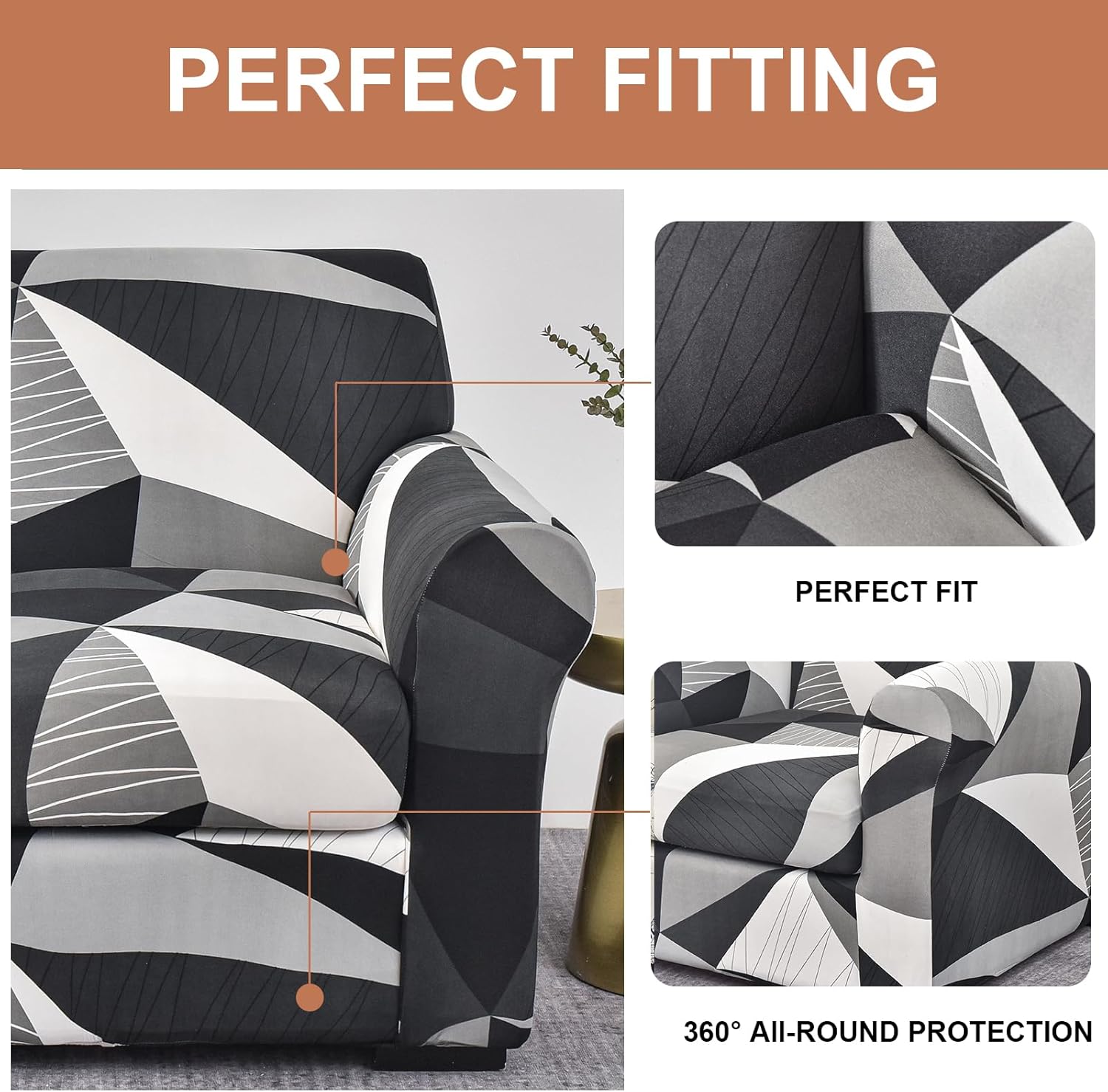 Eco-Ancheng Fundas de sofá, fundas elásticas para sofá, fundas de sofá de 2 piezas, fundas de sillón impresas, fundas de sofá seccional para sofá,
