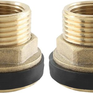 2 piezas de accesorios de mamparo de latón, conector de tanque de agua macho de 34 pulgadas hembra de 1 pulgada con 2 anillos de goma para barriles 2 piezas de accesorios de mamparo de latón, conector de tanque de agua macho de 34 pulgadas hembra de 1 pulgada con 2 anillos de goma para barriles