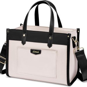 LOVEVOOK Bolsa de almuerzo para mujer, bolsa de almuerzo aislada de gran capacidad para oficina, trabajo, picnic, playa, a la moda, beige y negro, S LOVEVOOK Bolsa de almuerzo para mujer, bolsa de almuerzo aislada de gran capacidad para oficina, trabajo, picnic, playa, a la moda, beige y negro, S