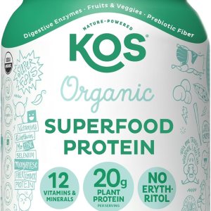 KOS Proteína vegana en polvo, sin sabor y sin azúcar, mezcla de proteínas de guisante baja en carbohidratos, superalimento orgánico rico en KOS Proteína vegana en polvo, sin sabor y sin azúcar, mezcla de proteínas de guisante baja en carbohidratos, superalimento orgánico rico en