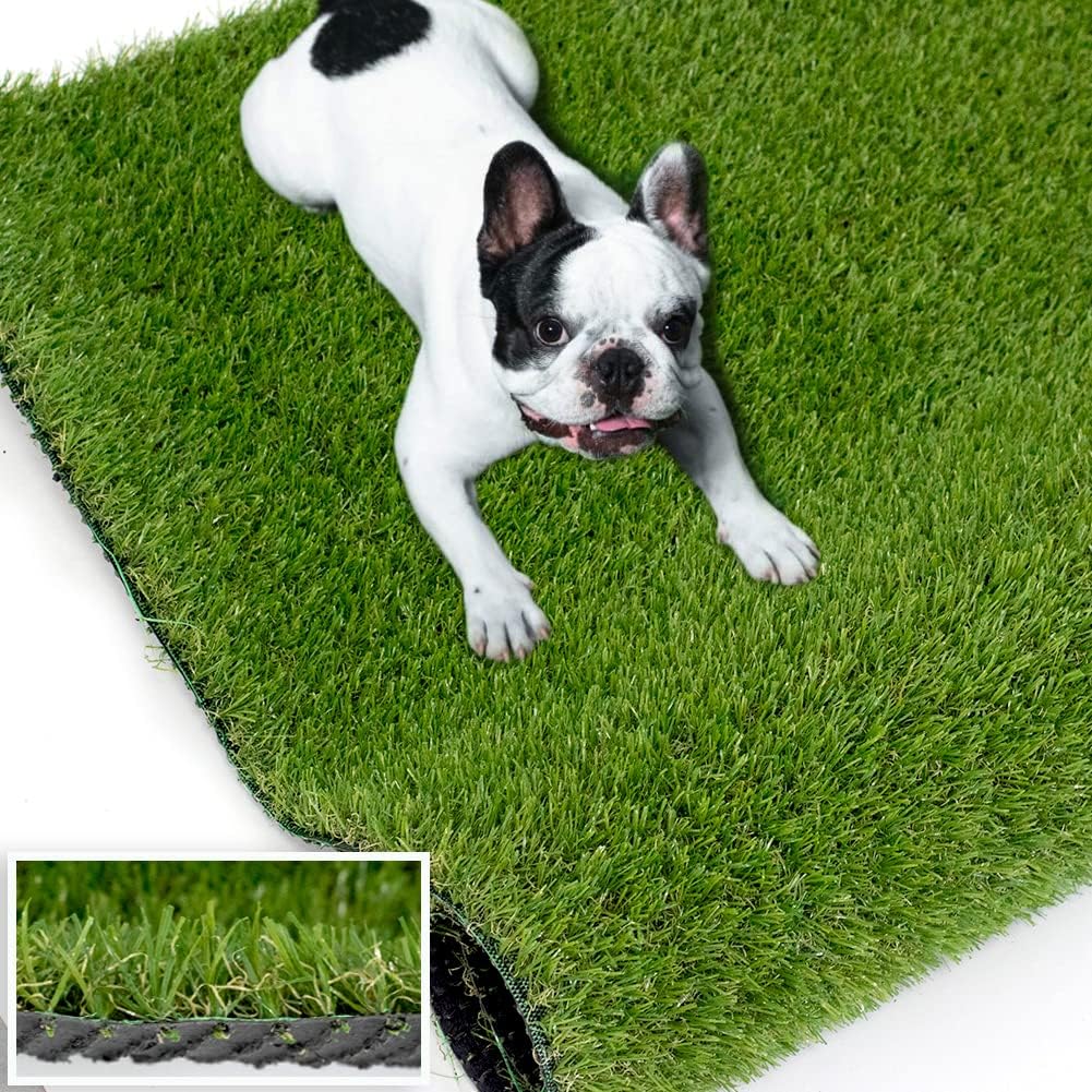 Césped artificial de 5 x 8 pies, 0.8 pulgadas de grosor, alfombra de césped sintético realista de altura suave para exteriores, mascotas, perros,