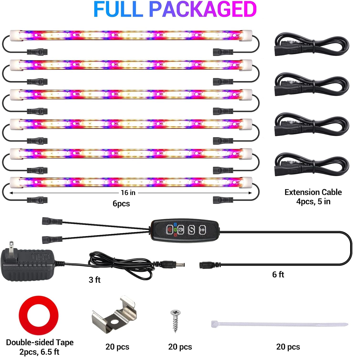 Tiras de luces LED de cultivo para plantas de interior, 3 modos de trabajo y 10 niveles regulables, luces de plantas con temporizador de ciclo