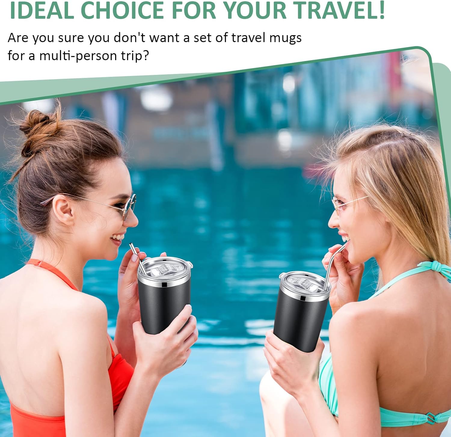 Paquete de 24 vasos de viaje aislados de 20 onzas, vaso de viaje al vacío de doble pared con tapa y pajita, tazas de café de doble pared de acero