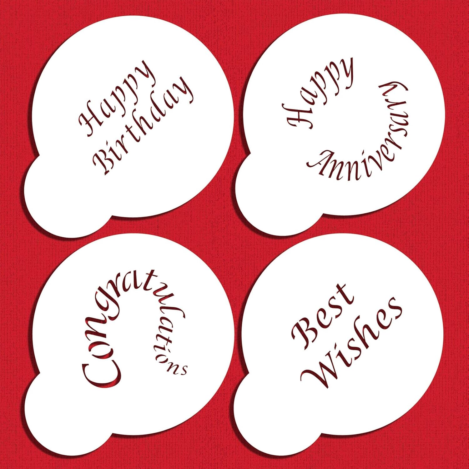 Designer Stencils Plantillas de dulces y galletas para ocasiones especiales (felicitaciones, mejores deseos, feliz cumpleaños y aniversario),