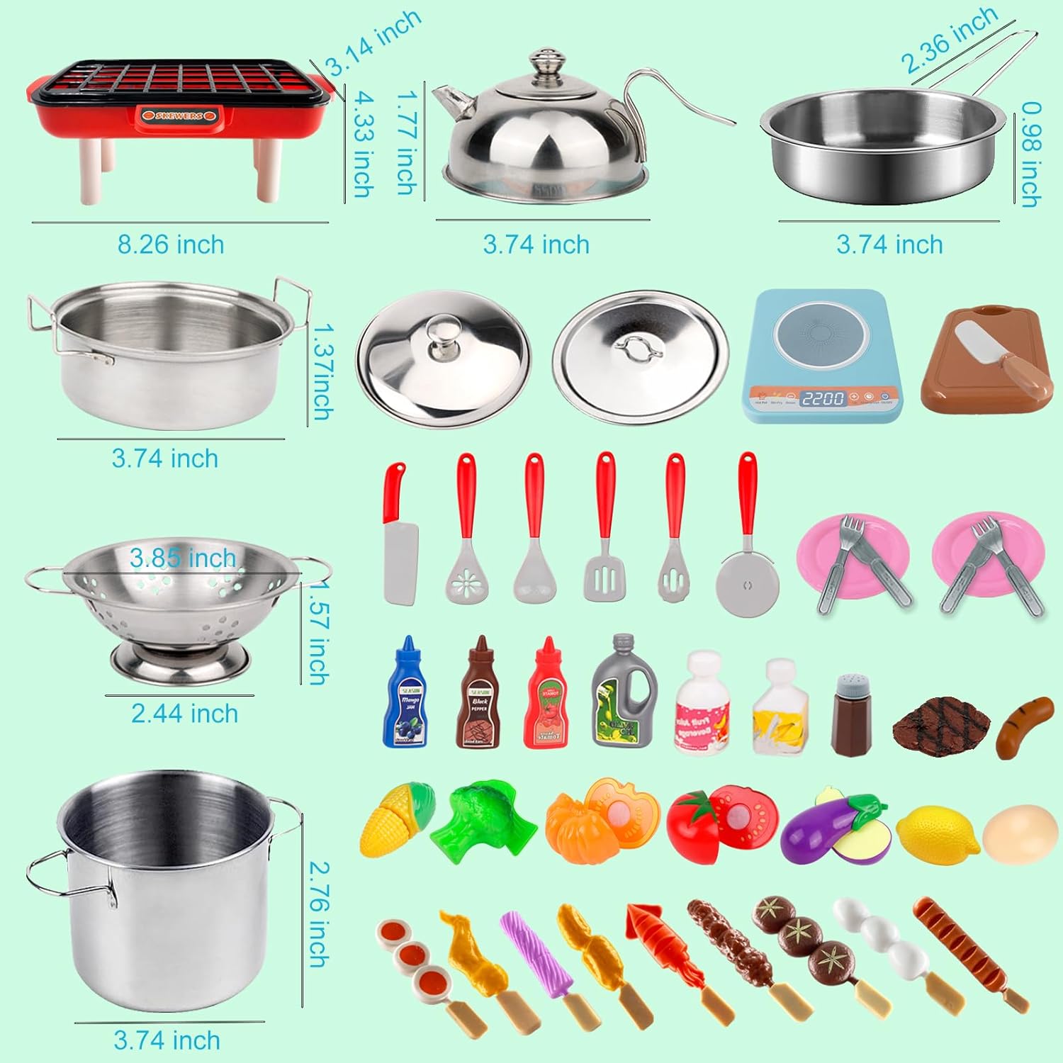 Accesorios de juguete de cocina para niños, regalos de cumpleaños, juguetes para edades de 3, 4, 5, 6 a 8 años, juego de accesorios de cocina para