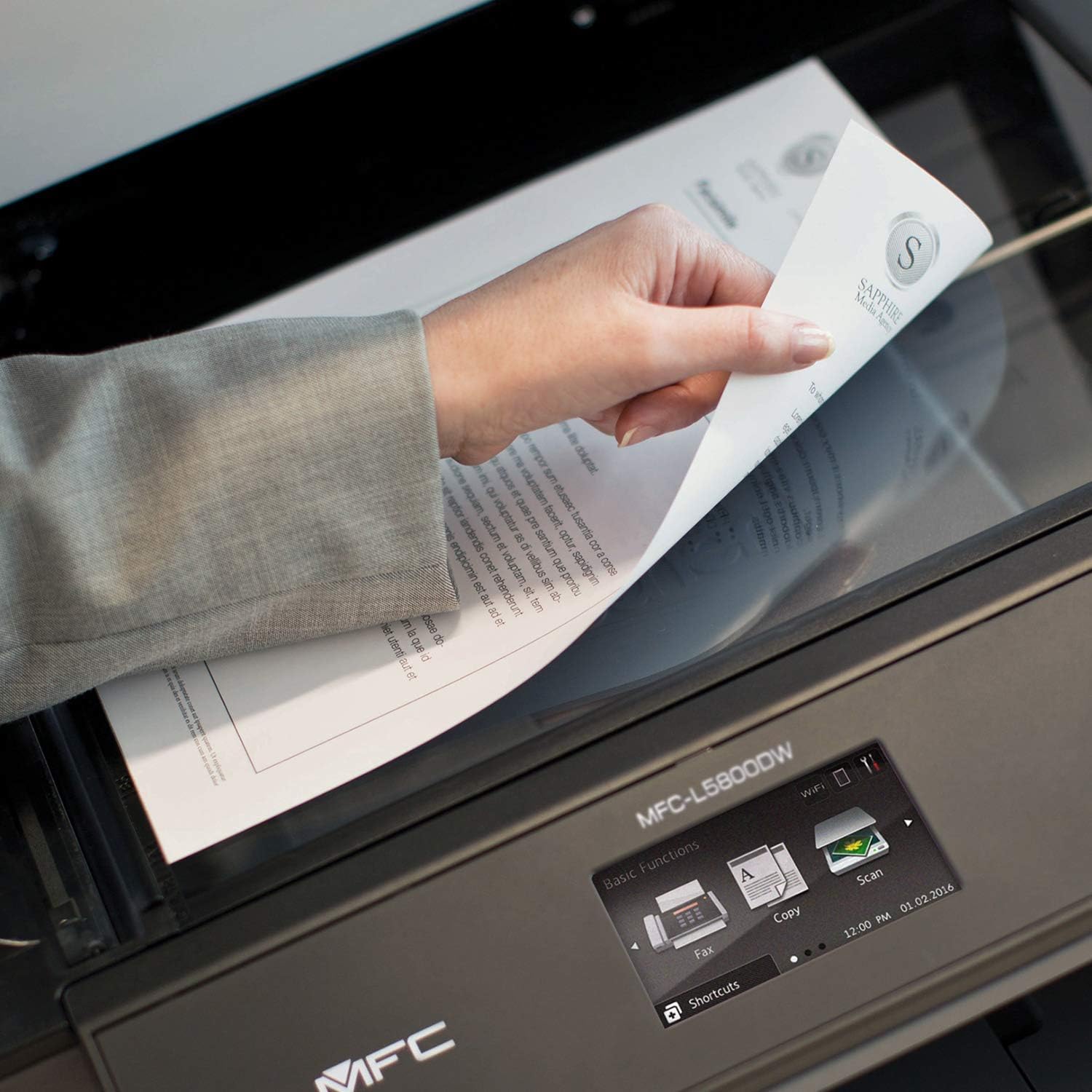 Brother MFC-L5800DWA Impresora láser monocromática inalámbrica todo en uno, color gris – Impresión de copia de fax – 42 ppm, 1200 x 1200 ppp,