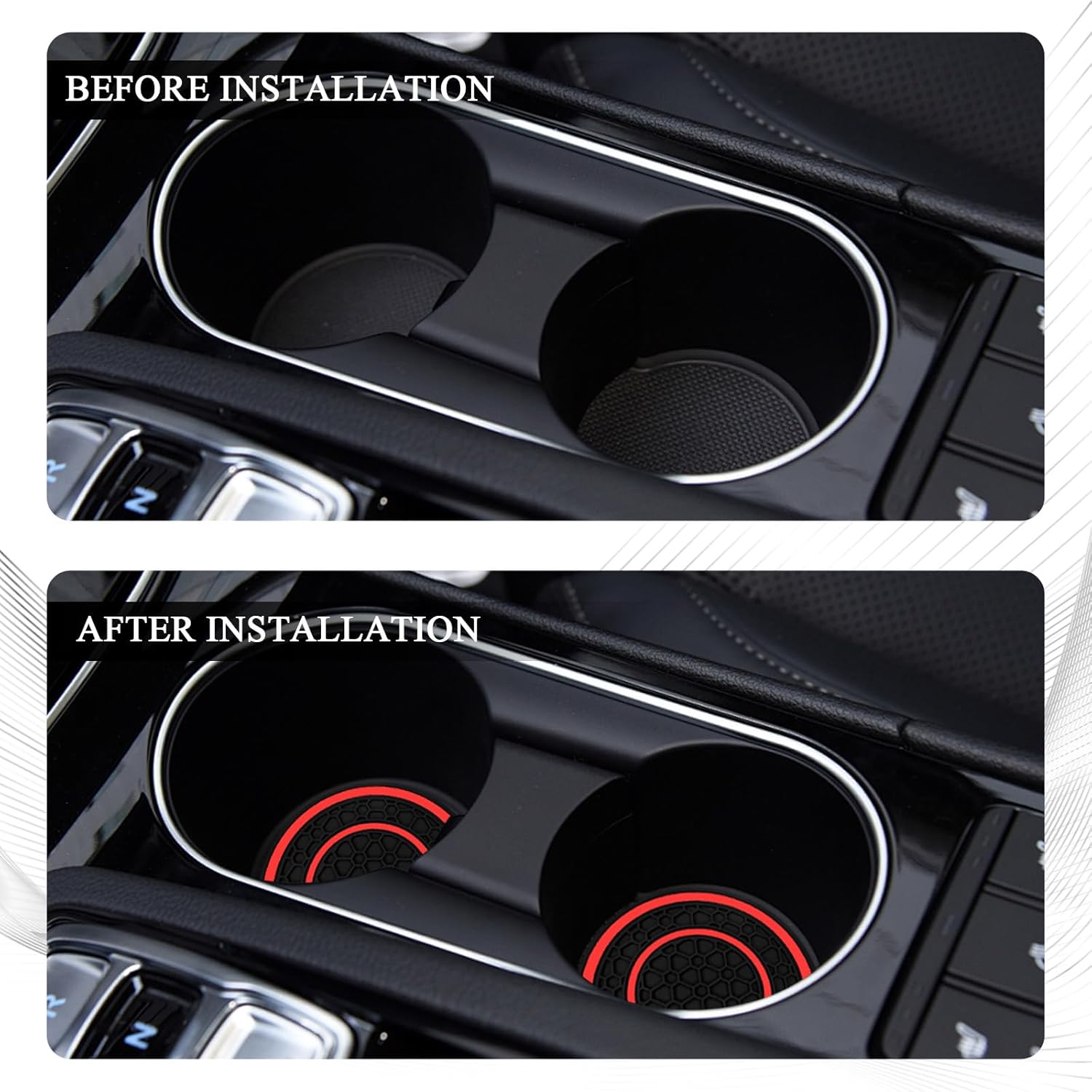 2PCS Car Cup Holder Coasters, 3D Honeycomb Line Anti-Slip Silicone Cup Holder Decoration, 2.75″ Console Cup Holder Insert Insulation Mats, Universal