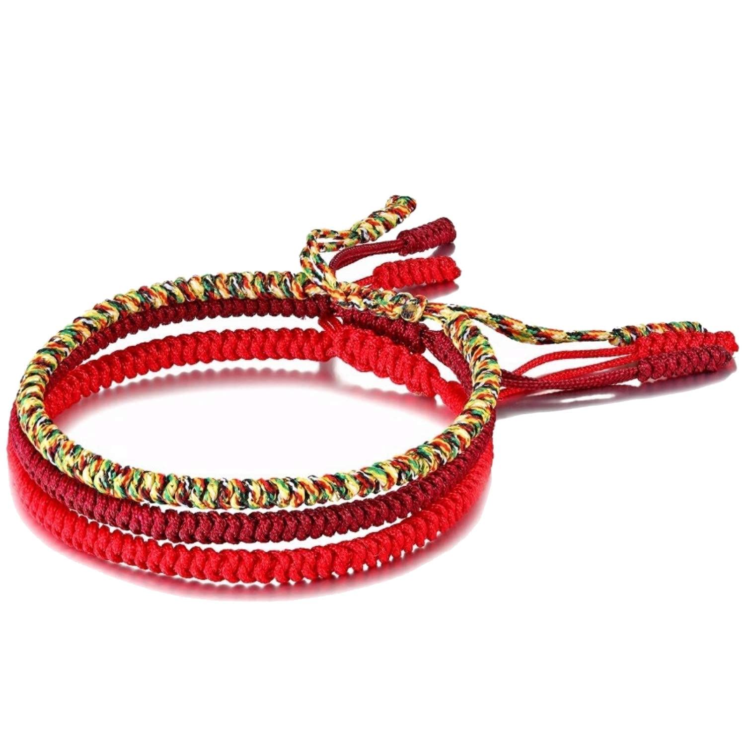 LAMIBEE Pack 3 Lucky And Protection Bracelet, Hand Braided Rope Thread, Surfer Bracelet, Wrist Wrap Bracelet, String Rope Bracelet for Him Her,