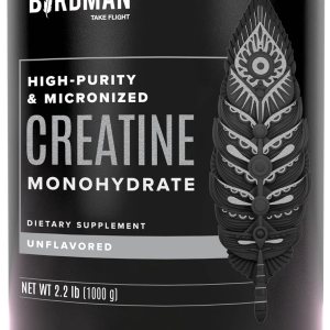 BIRDMAN Monohidrato de creatina micronizada en polvo, recuperación muscular, sin cafeína, creatina, antes del entrenamiento, vegano, después del BIRDMAN Monohidrato de creatina micronizada en polvo, recuperación muscular, sin cafeína, creatina, antes del entrenamiento, vegano, después del