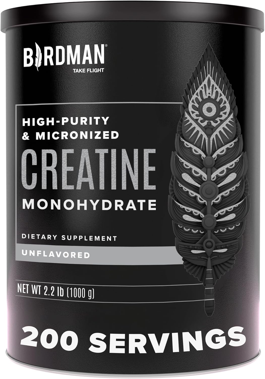 BIRDMAN Monohidrato de creatina micronizada en polvo, recuperación muscular, sin cafeína, creatina, antes del entrenamiento, vegano, después del