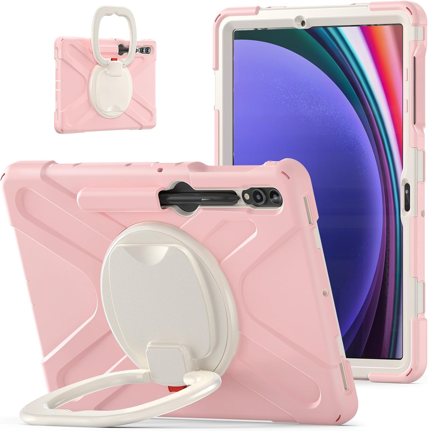 Funda de silicona resistente para Samsung Galaxy Tab S9+ de 12.4 pulgadas 2023S8+ S7+S7 Fe, con correa para el hombro, soporte para bolígrafo S,