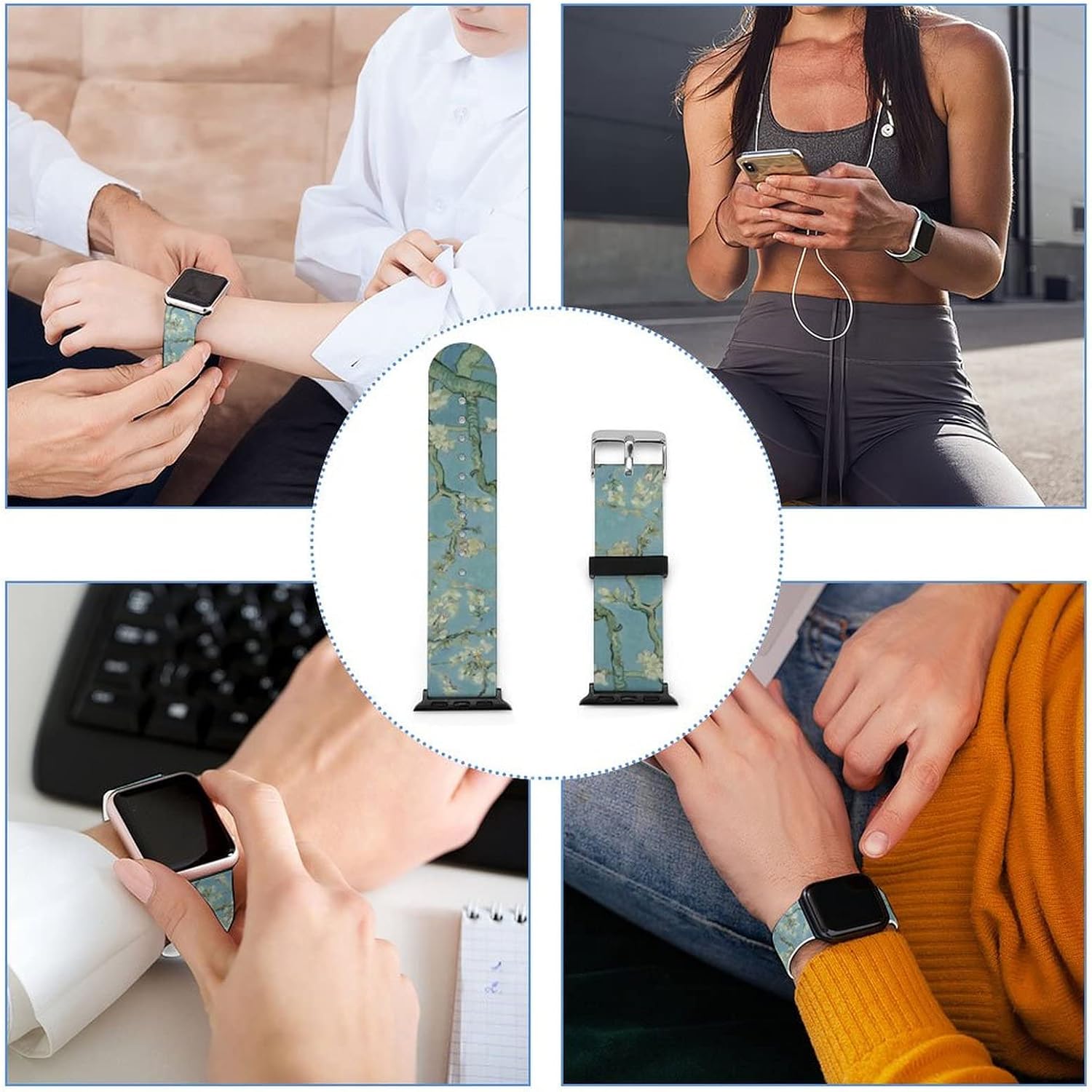 Correa de reloj de silicona suave compatible con Apple Watch pulsera para hombresunisexjóvenes compatible con Iwatch Series 54321