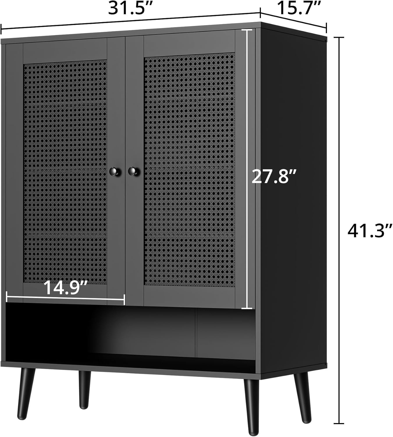 Cozy Castle Gabinete de zapatos de ratán, armario de almacenamiento de zapatos de 5 niveles con puertas de ratán y estantes ajustables, gabinete