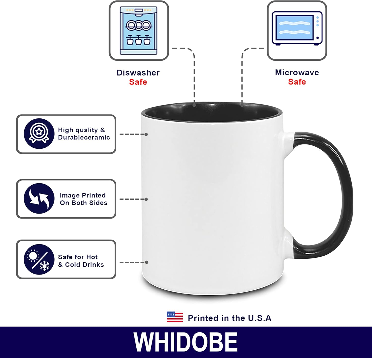 WHIDOBE Regalos personalizados de silueta de matón americano para mujeres, taza de café de cerámica personalizada de 11 oz 15 onzas para amantes de