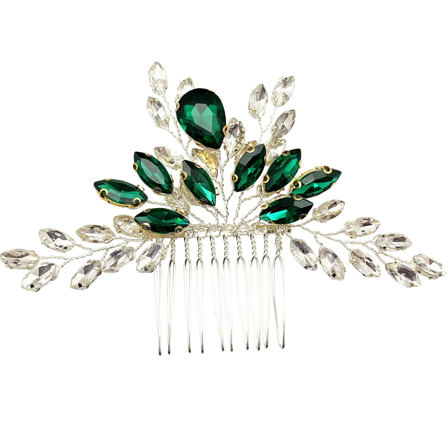PRETTYLIFE Peine de pelo de cristal para novia, pieza de pelo con diamantes de imitación, fiesta de graduación, festival, boda, accesorios para el