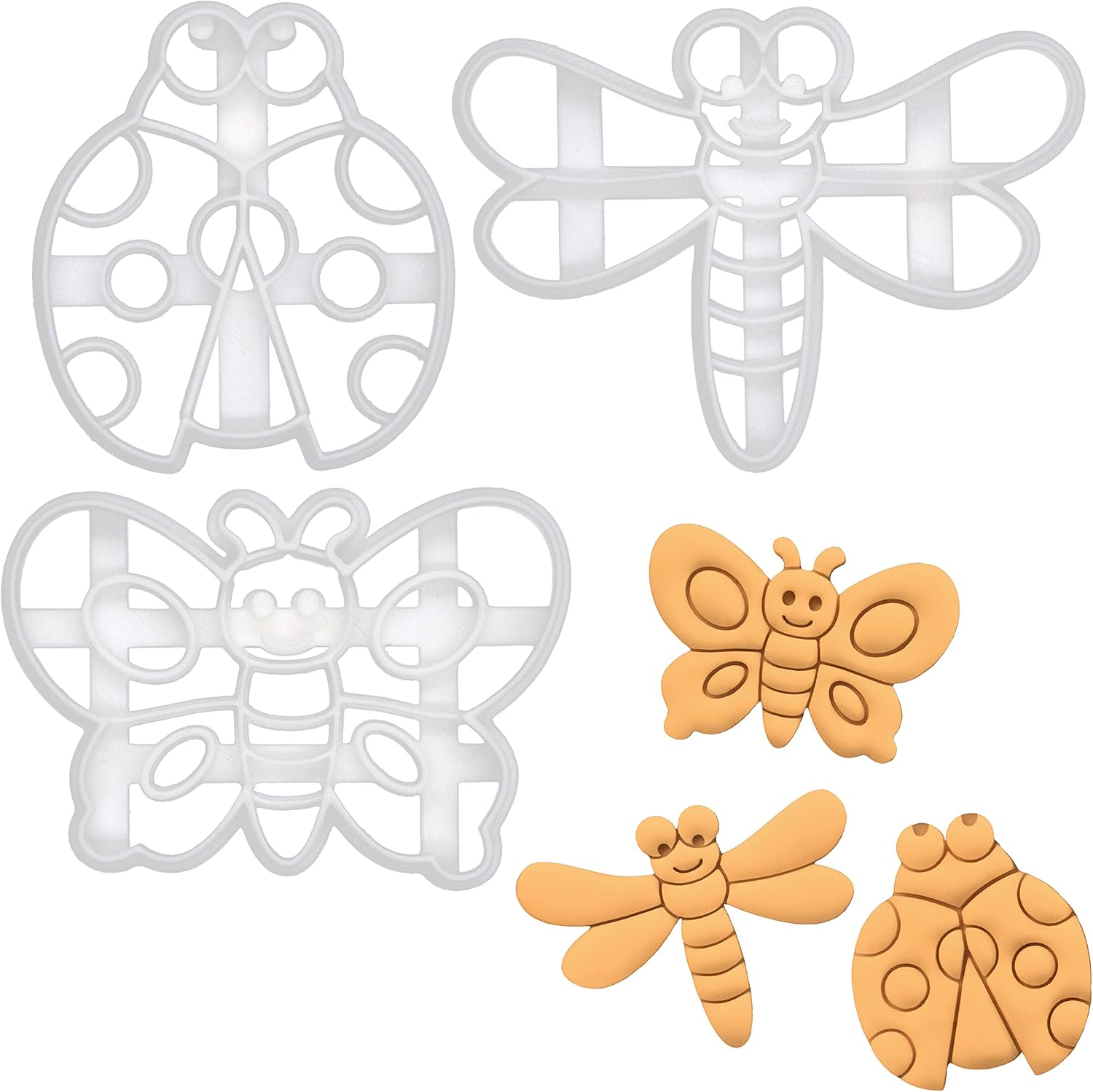 Juego de 3 cortadores de galletas de insectos (diseños mariquita, libélula y mariposa), 3 piezas – Bakerlogy