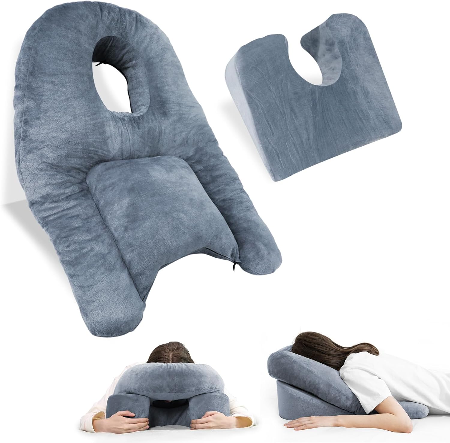HOMCA Almohada facial después de BBL o cirugía ocular, almohada de masaje casero boca abajo para cama, almohada para dormir boca abajo con espuma