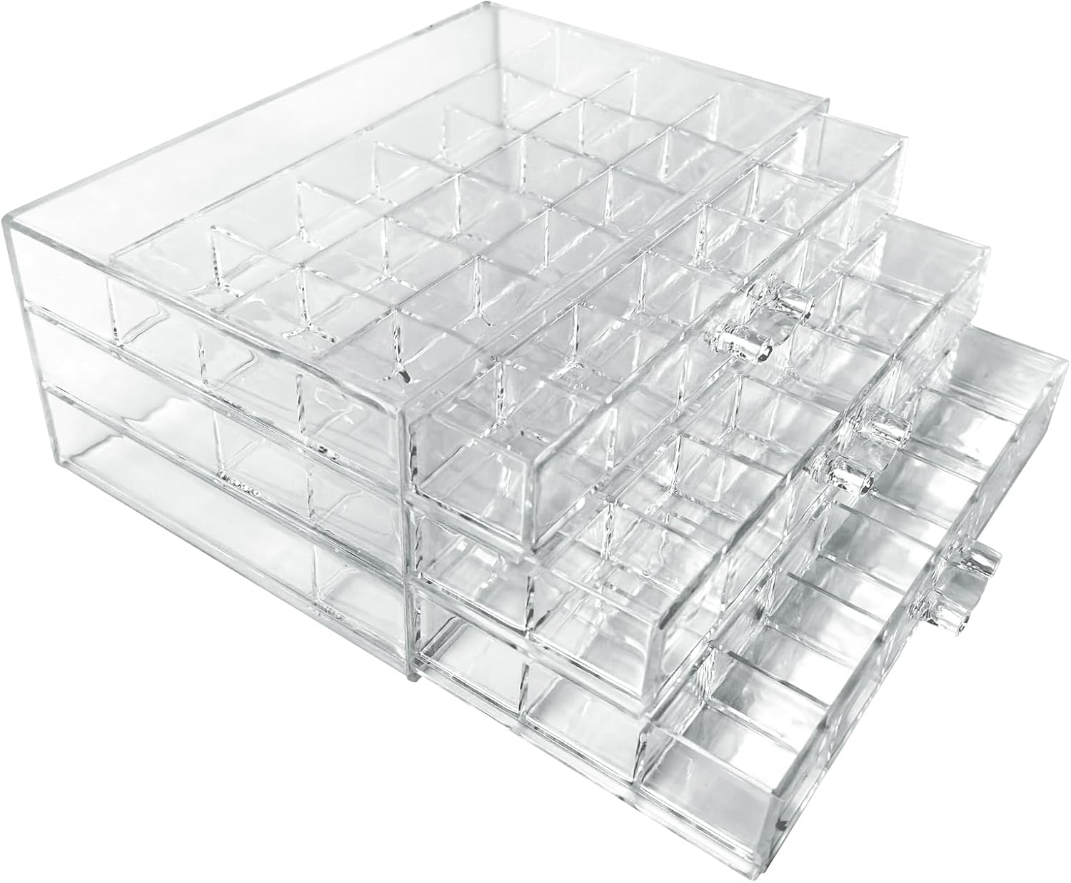 Guolich Organizador de uñas de 3 niveles para 72 celosías y almacenamiento de acrílico transparente, accesorios de joyería de uñas, estuche de