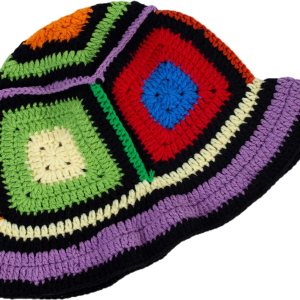 Sombrero de cubo de ganchillo de punto para mujer, hecho a mano, diseño floral, sombrero de ala ancha para pesca al sol Sombrero de cubo de ganchillo de punto para mujer, hecho a mano, diseño floral, sombrero de ala ancha para pesca al sol