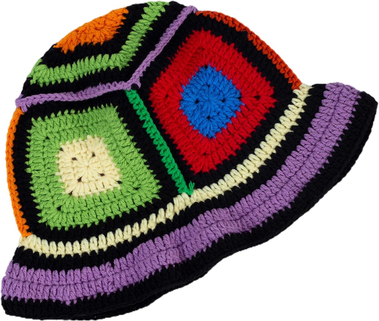 Sombrero de cubo de ganchillo de punto para mujer, hecho a mano, diseño floral, sombrero de ala ancha para pesca al sol