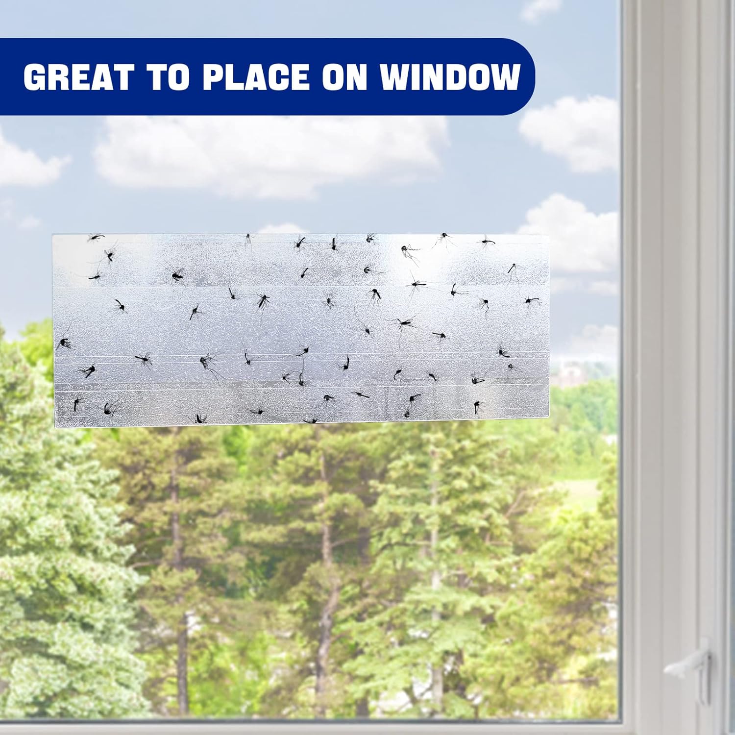 100 trampas para moscas de ventana, trampas adhesivas para ventana para interiores, tira transparente para ventana, trampa para moscas domésticas