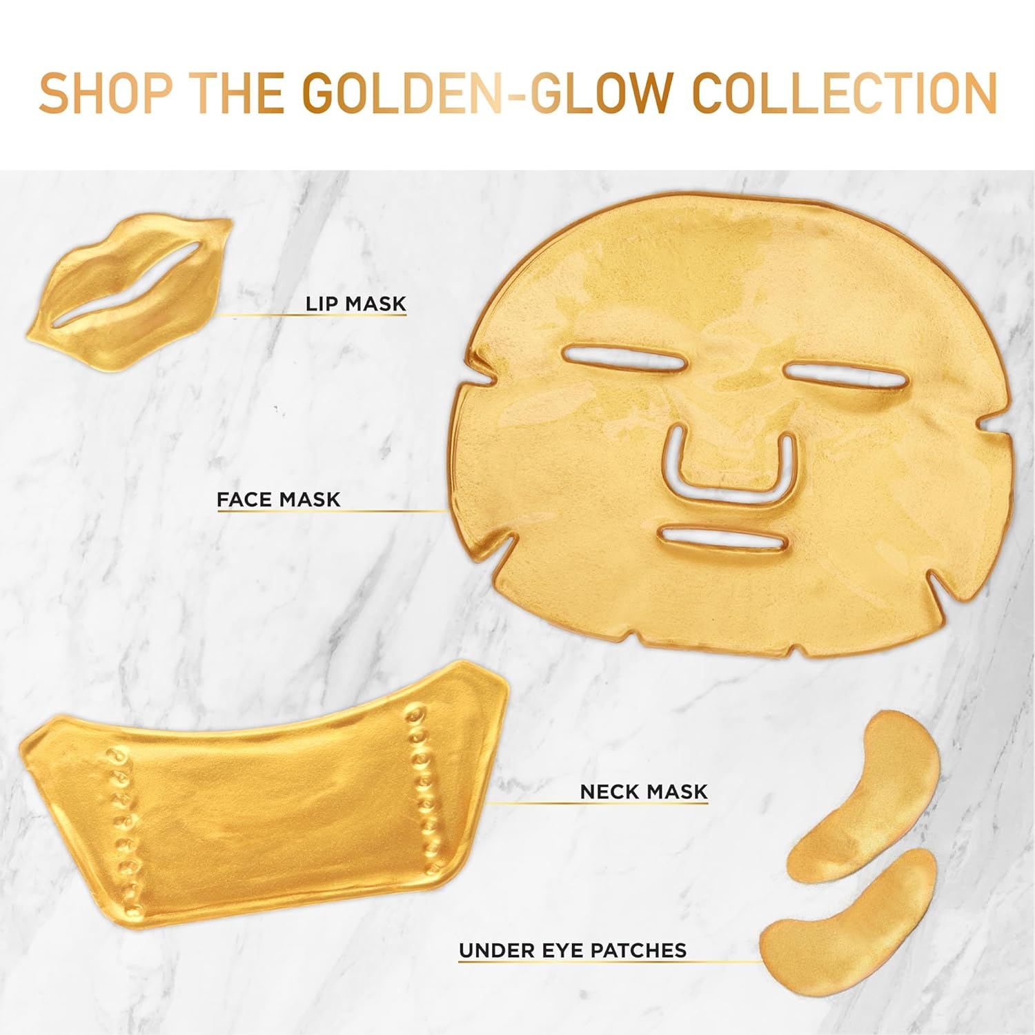 DERMORA Máscara de tratamiento de la piel, máscara de labios Golden Glow  Paquete de 20 máscaras de gel para labios  Máscaras de labios