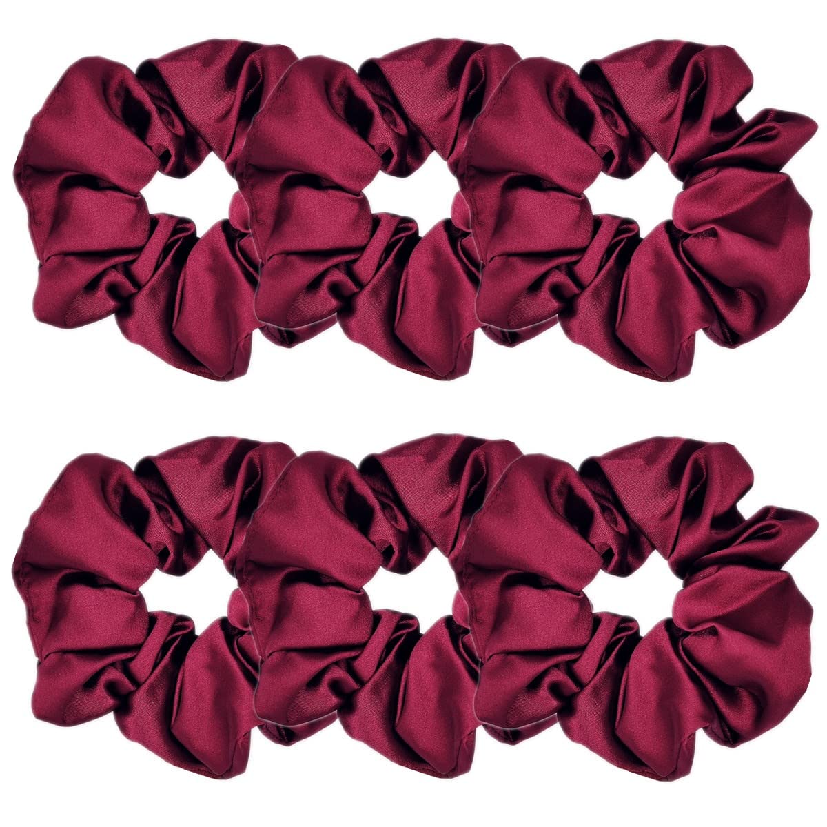 Sufermoe 6 coleteros de seda satinada (4.3 pulgadas), color rojo vino, accesorios para el cabello para mujeres y niñas