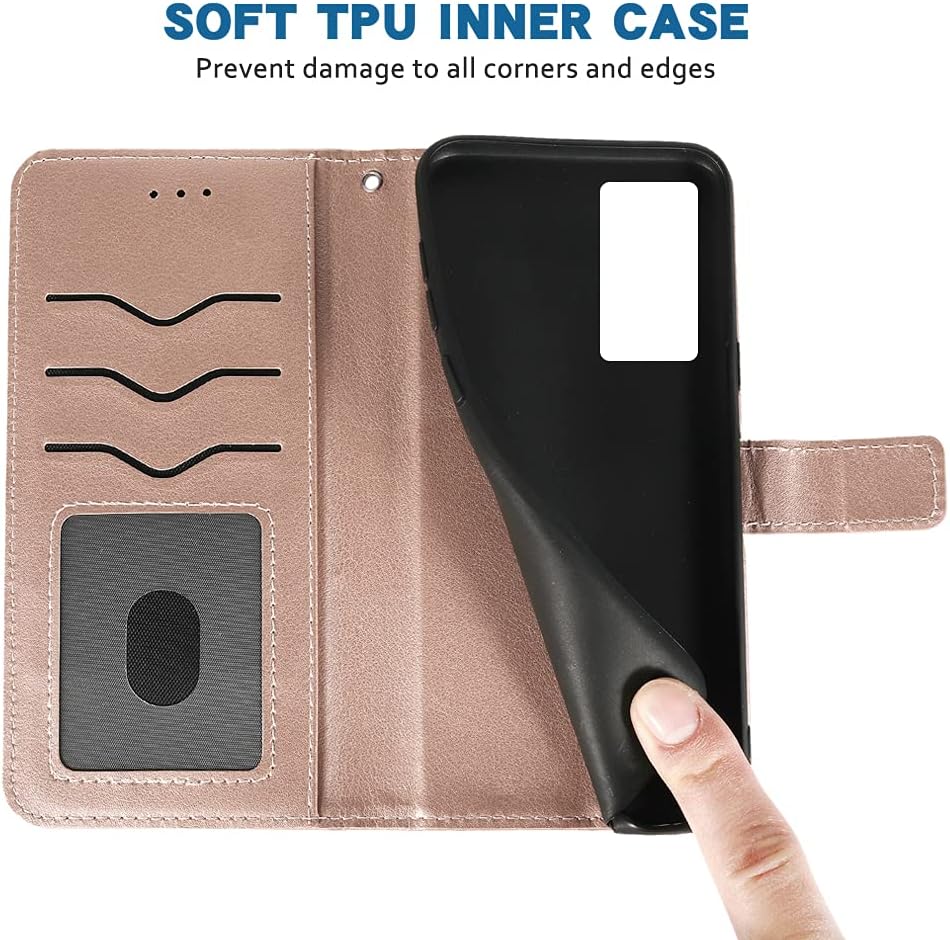 Compatible con Huawei P40 Pro – Funda tipo cartera con correa para la muñeca con cordón de cuero, soporte para tarjetas, accesorios para celulares,