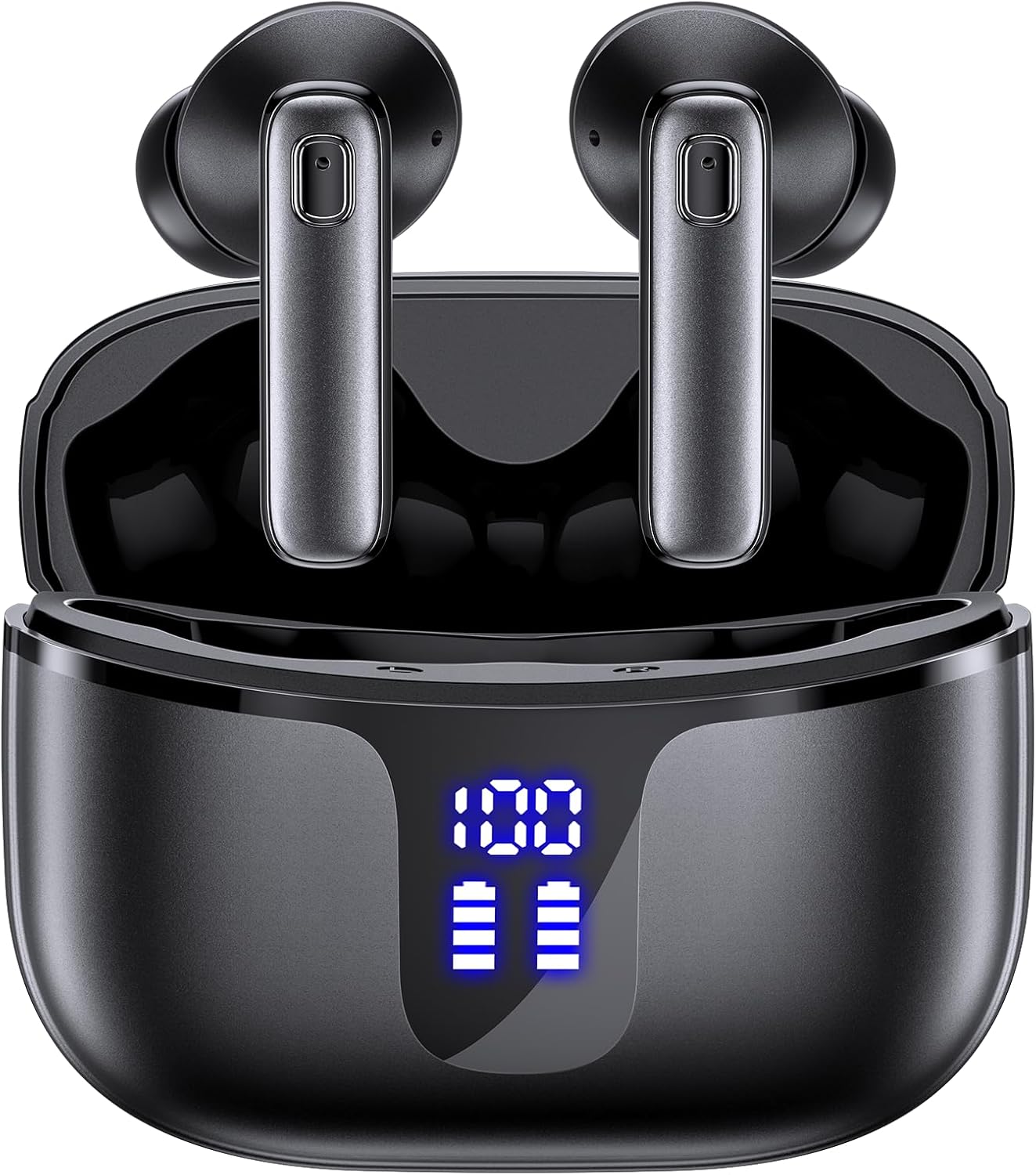 Auriculares inalámbricos con auriculares de 68 horas de reproducción Bluetooth 5.3 con pantalla de alimentación dual, estuche de carga IPX7,